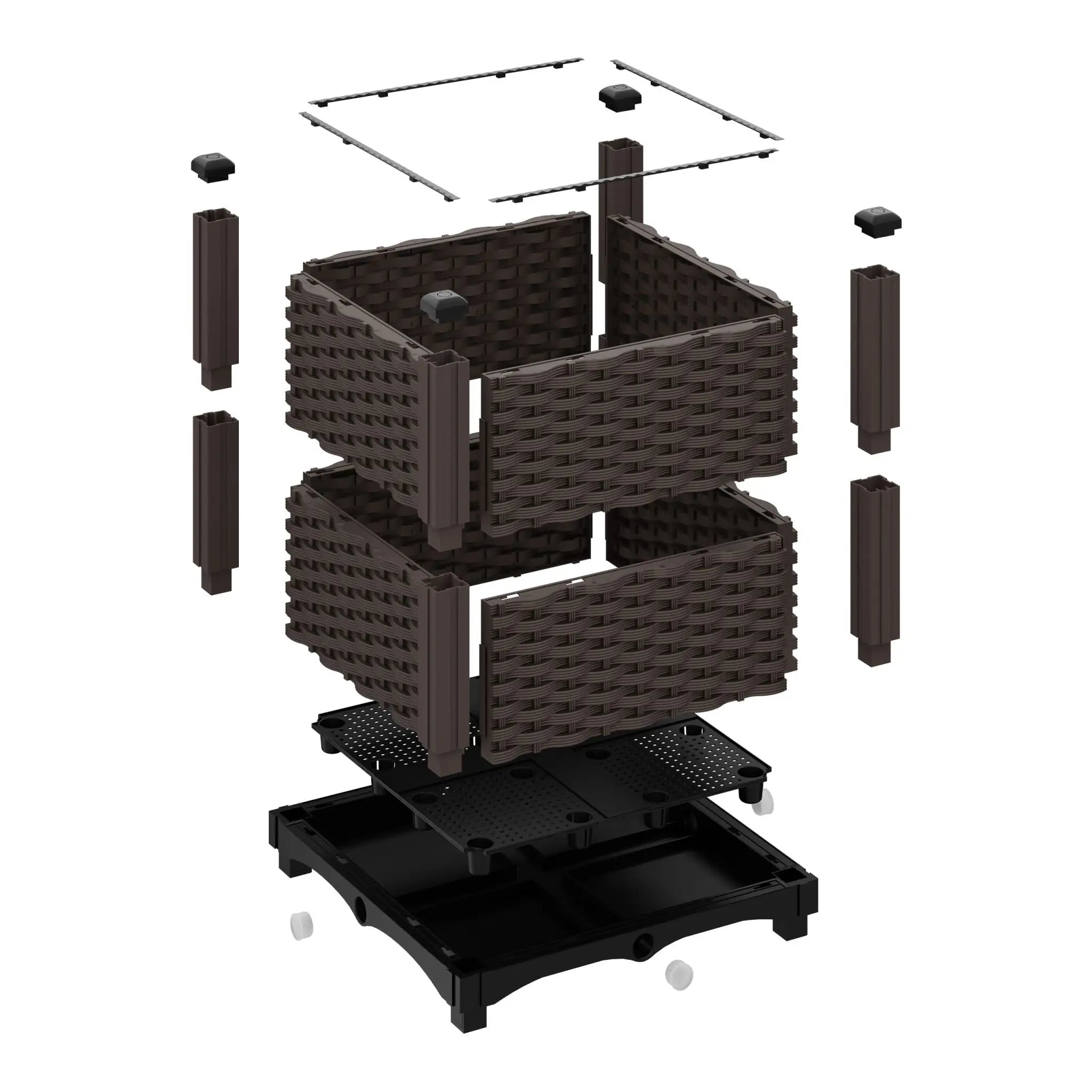 Pflanzkübel in Rattan-Optik Braun-Schwarz von Relaxdays