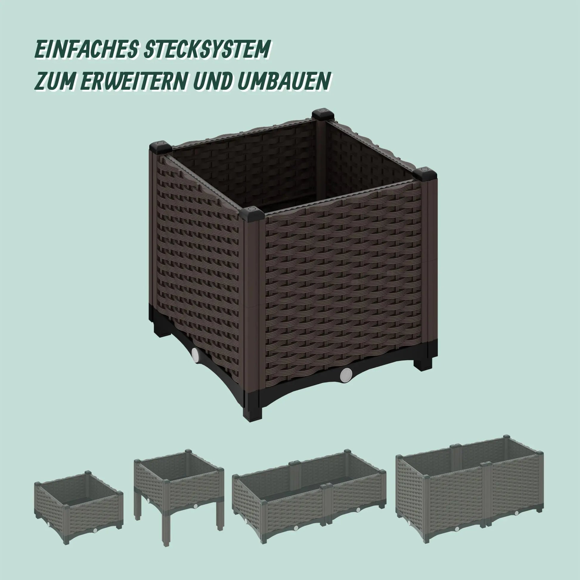 Pflanzkübel in Rattan-Optik Braun-Schwarz von Relaxdays