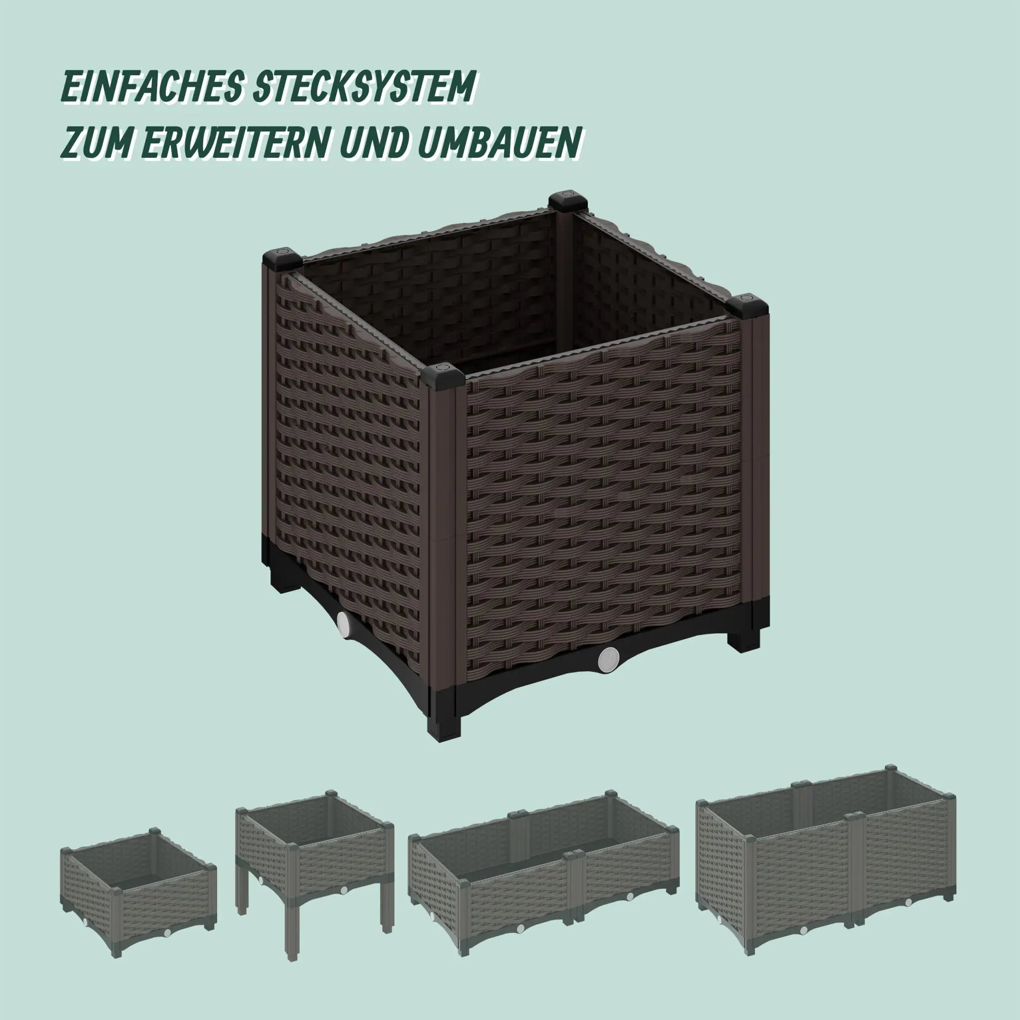 Pflanzkübel in Rattan-Optik Braun-Schwarz von Relaxdays