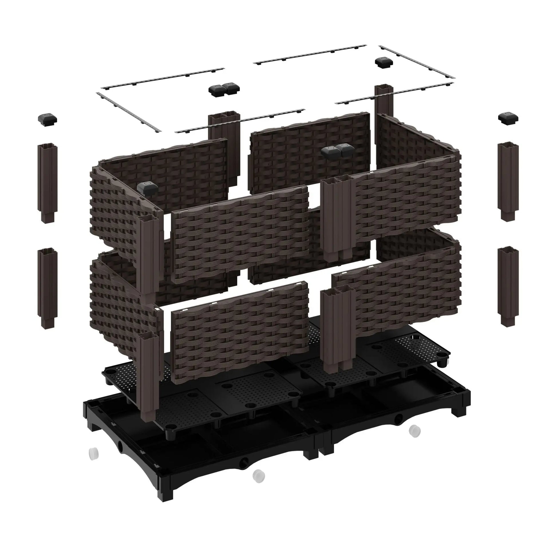 Pflanzkübel in Rattan-Optik Braun-Schwarz von Relaxdays