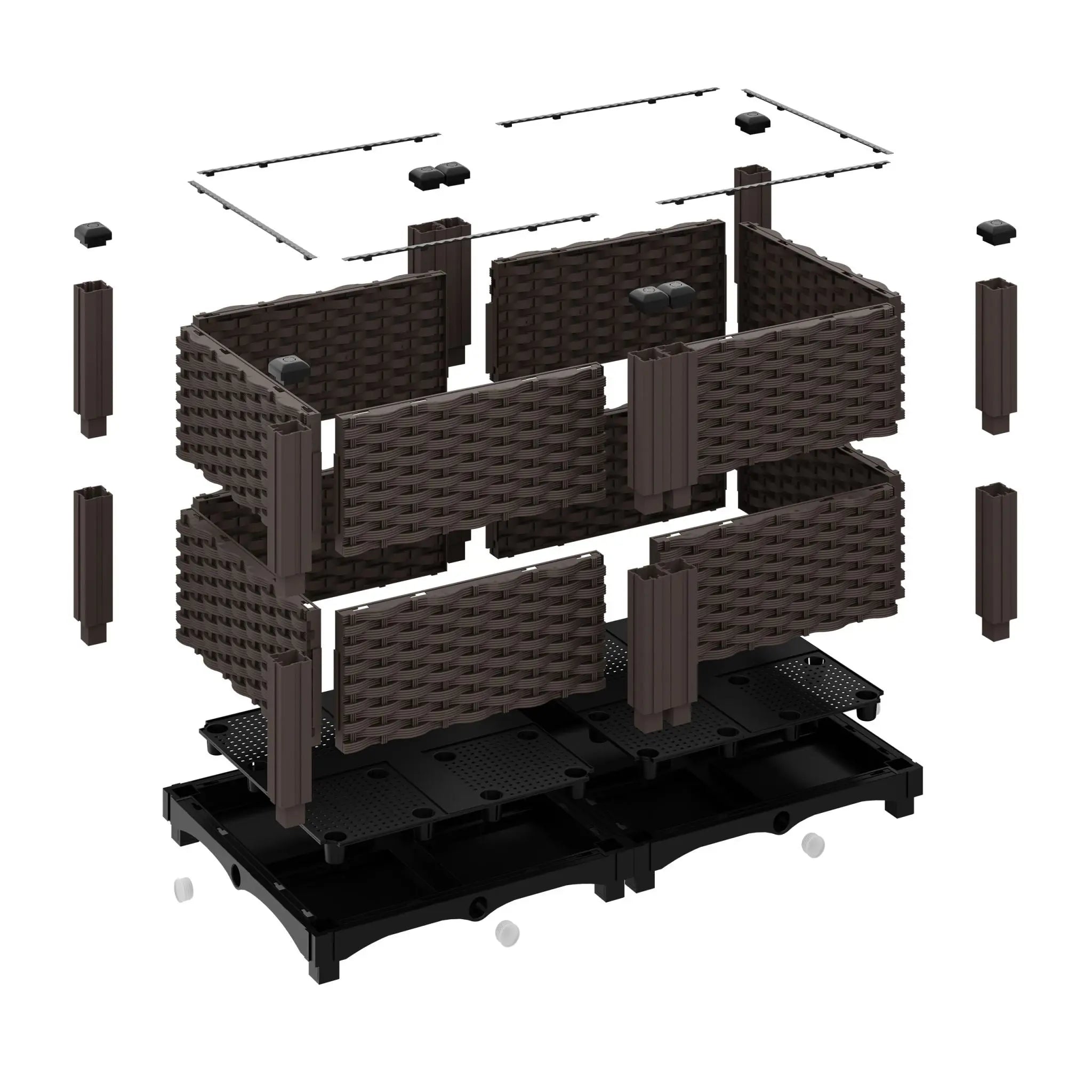 Pflanzkübel in Rattan-Optik Braun-Schwarz von Relaxdays