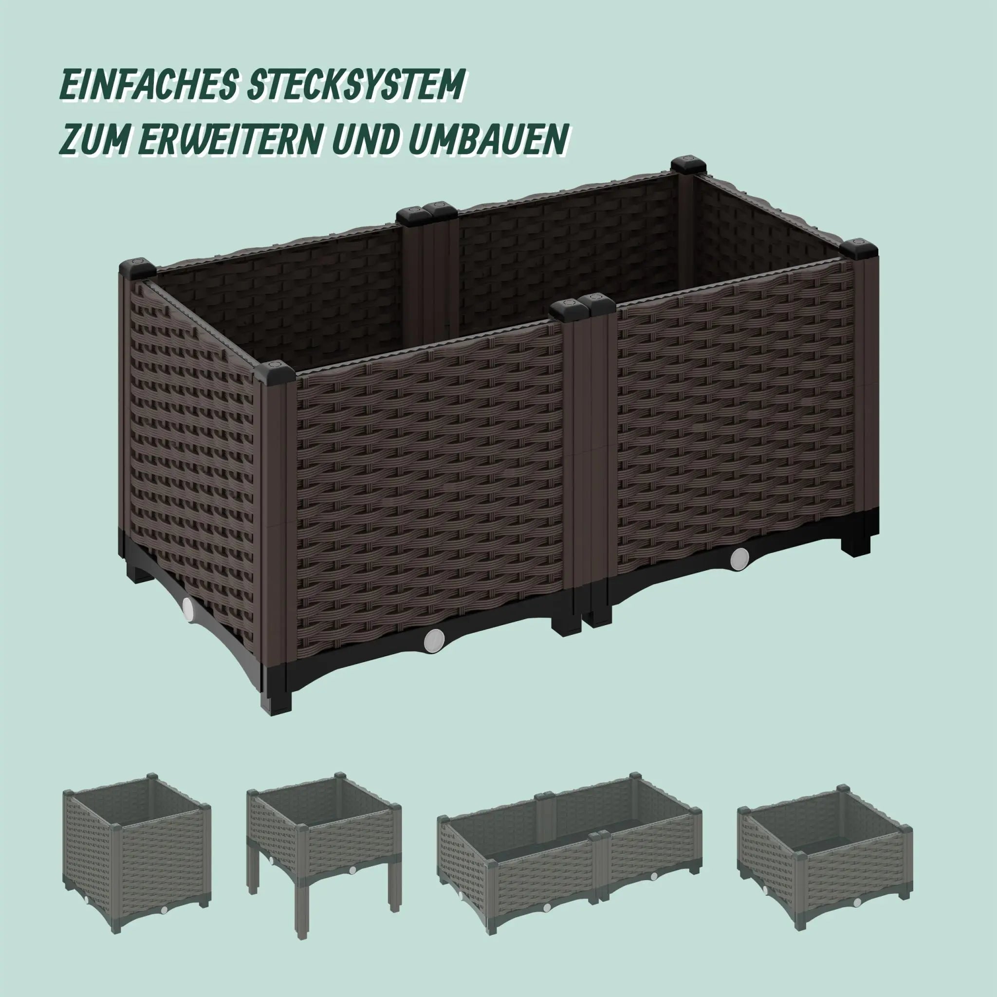 Pflanzkübel in Rattan-Optik Braun-Schwarz von Relaxdays