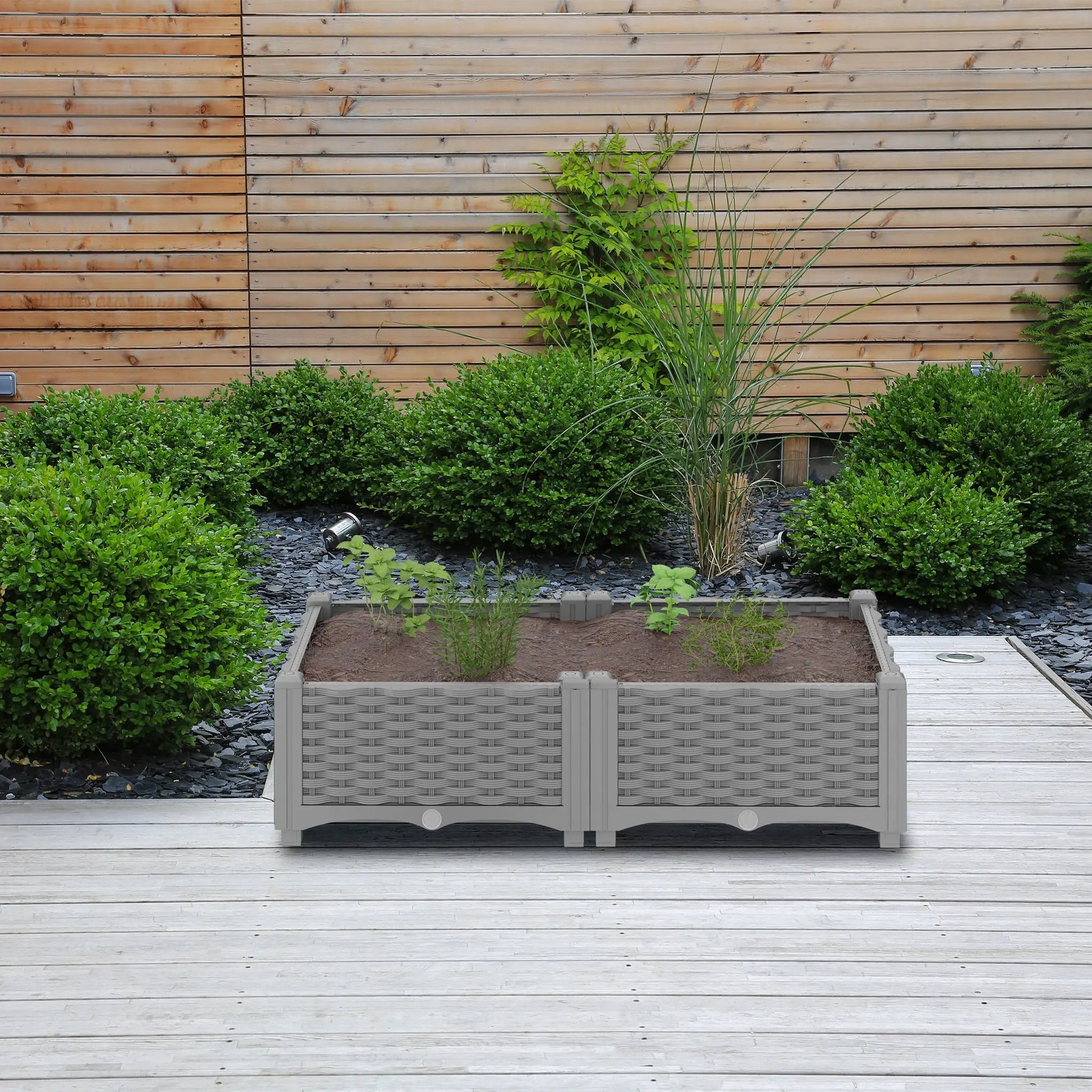 Pflanzkübel in Rattan-Optik Grau von Relaxdays