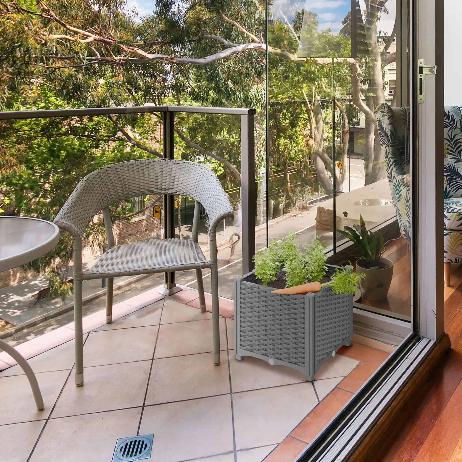 Pflanzkübel in Rattan-Optik Grau von Relaxdays