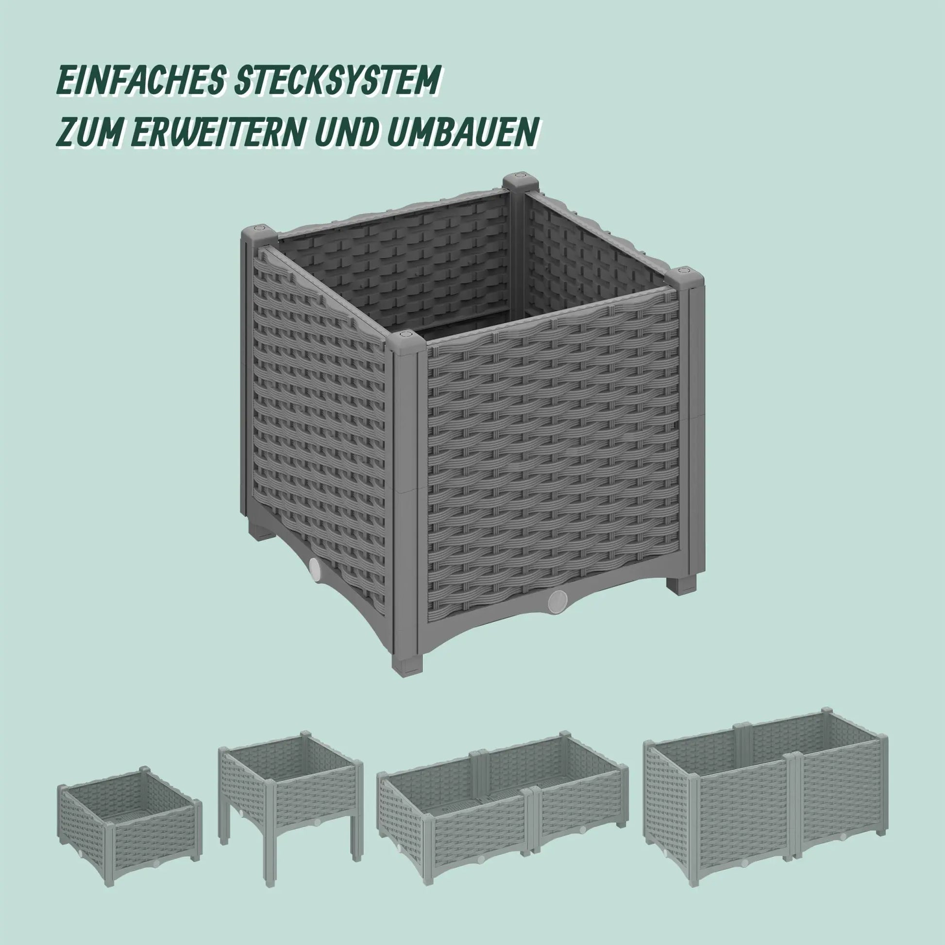 Pflanzkübel in Rattan-Optik Grau von Relaxdays
