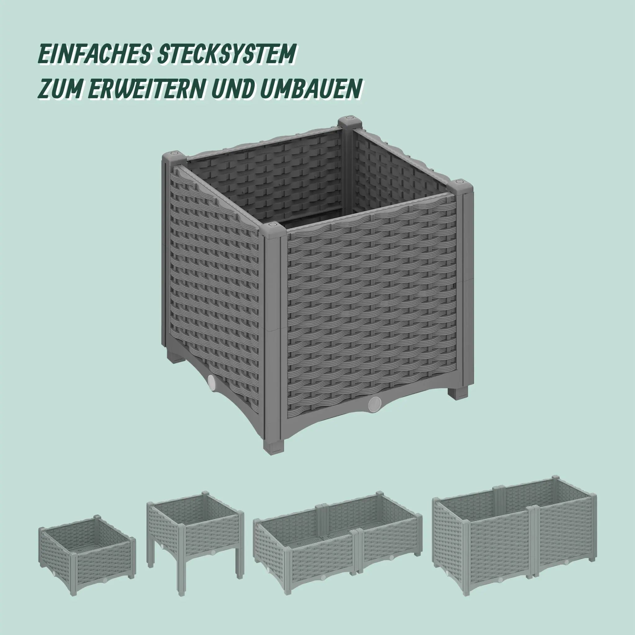 Pflanzkübel in Rattan-Optik Grau von Relaxdays