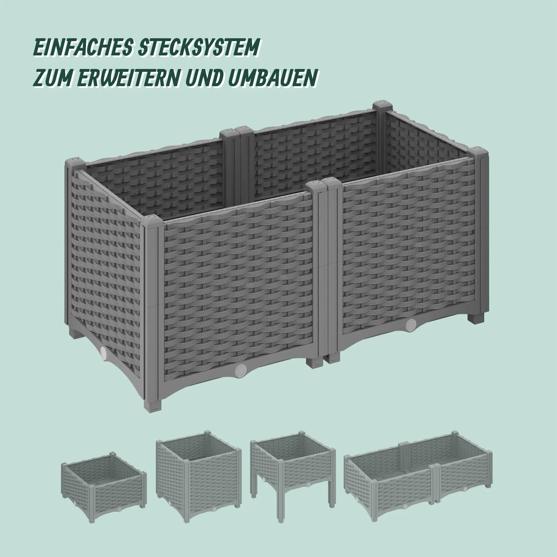Pflanzkübel in Rattan-Optik Grau von Relaxdays