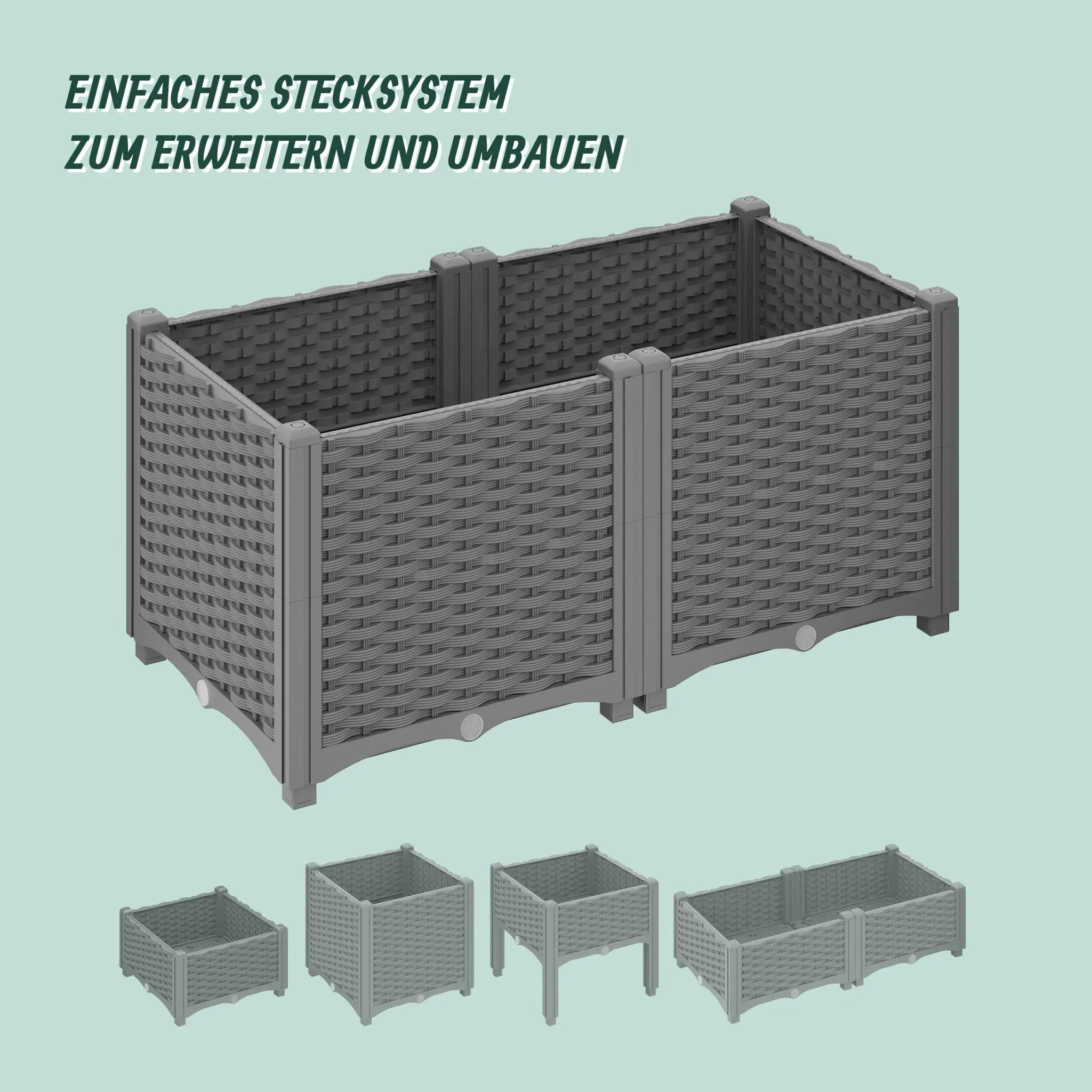 Pflanzkübel in Rattan-Optik Grau von Relaxdays