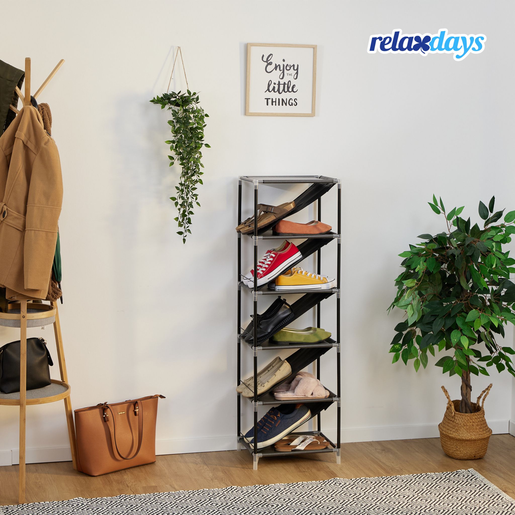 Schuhregal für 11 Paar Schuhe Anthrazit-Schwarz von Relaxdays