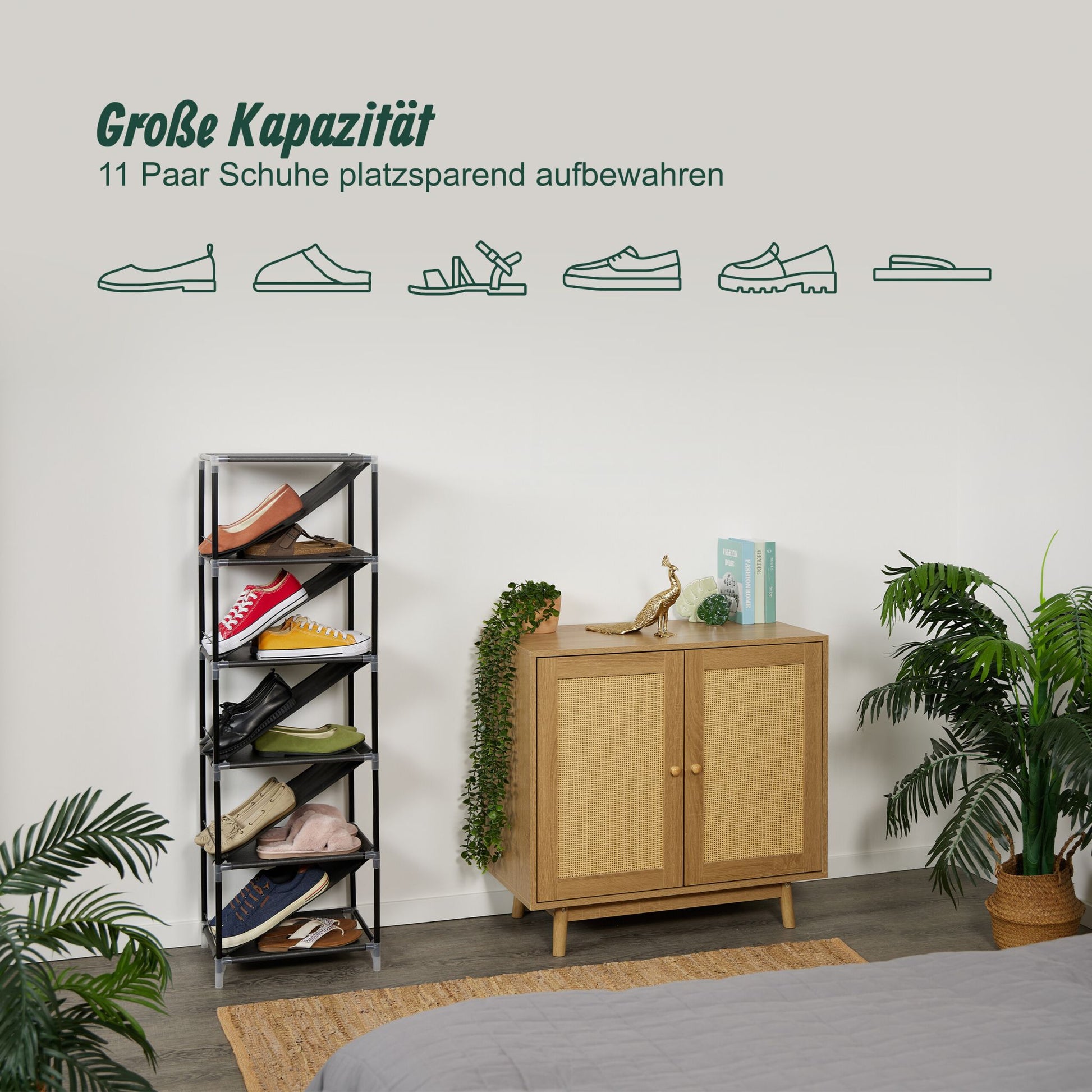 Schuhregal für 11 Paar Schuhe Anthrazit-Schwarz von Relaxdays