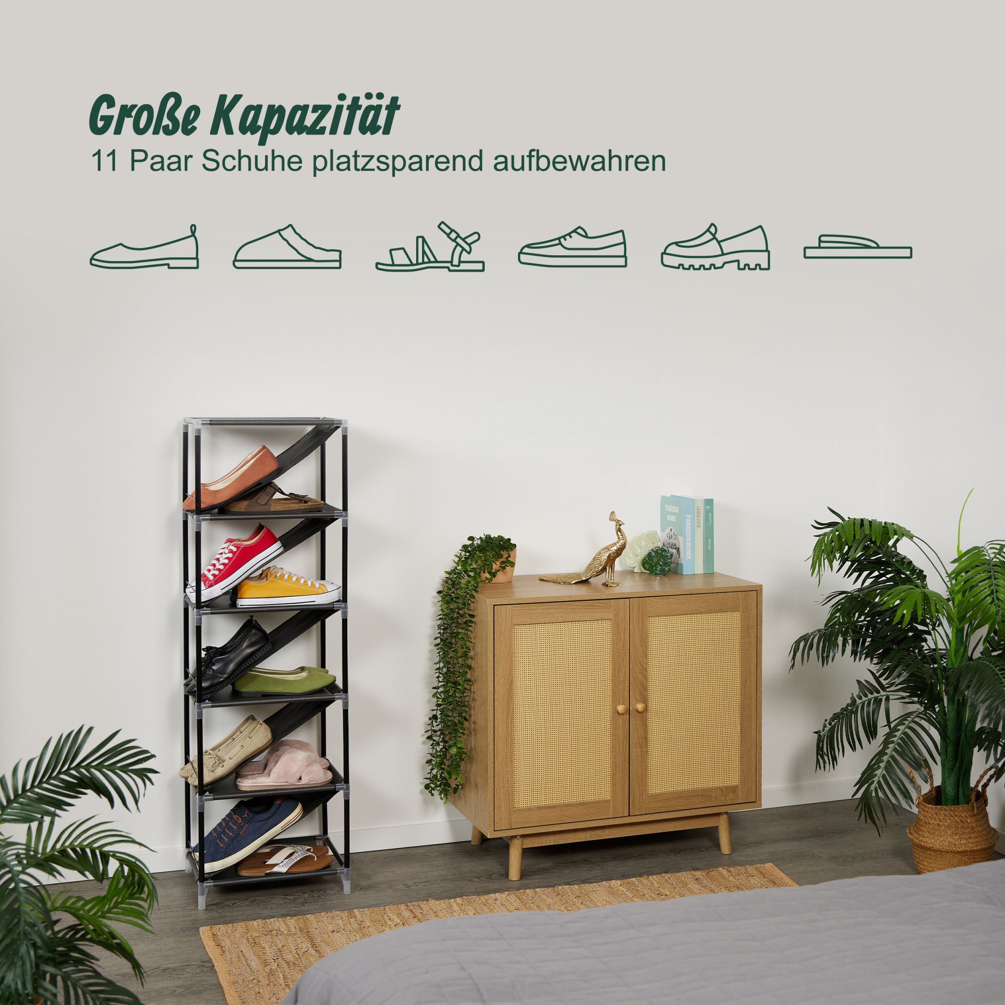 Schuhregal für 11 Paar Schuhe Anthrazit-Schwarz von Relaxdays