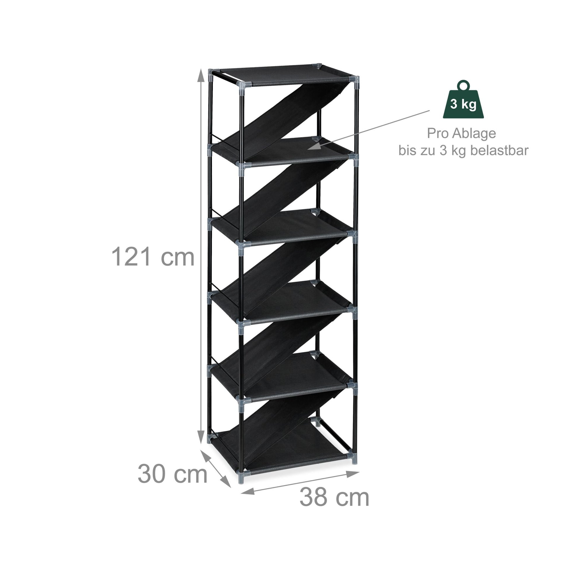 Schuhregal für 11 Paar Schuhe Anthrazit-Schwarz von Relaxdays
