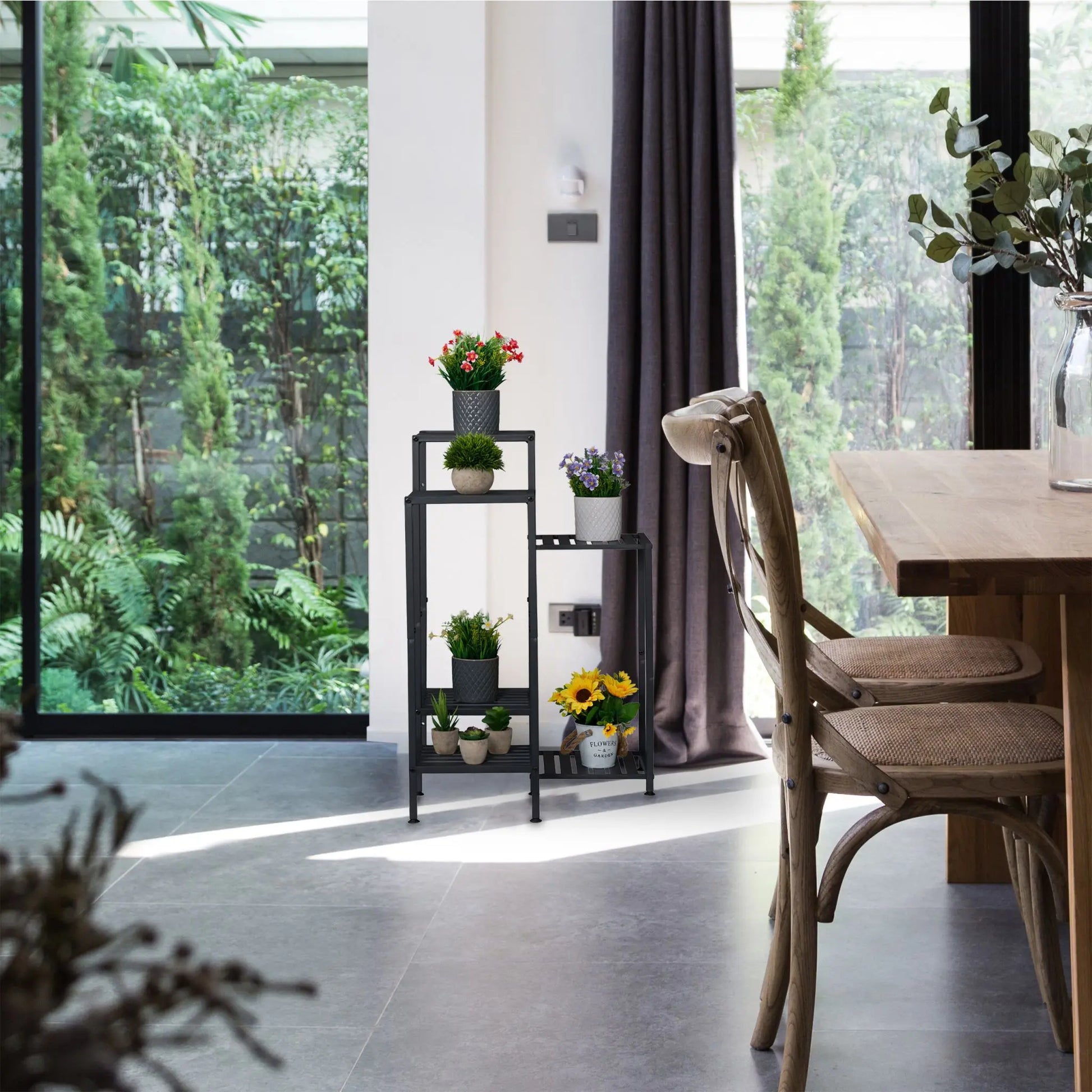 Blumenregal Metall Schwarz von Relaxdays