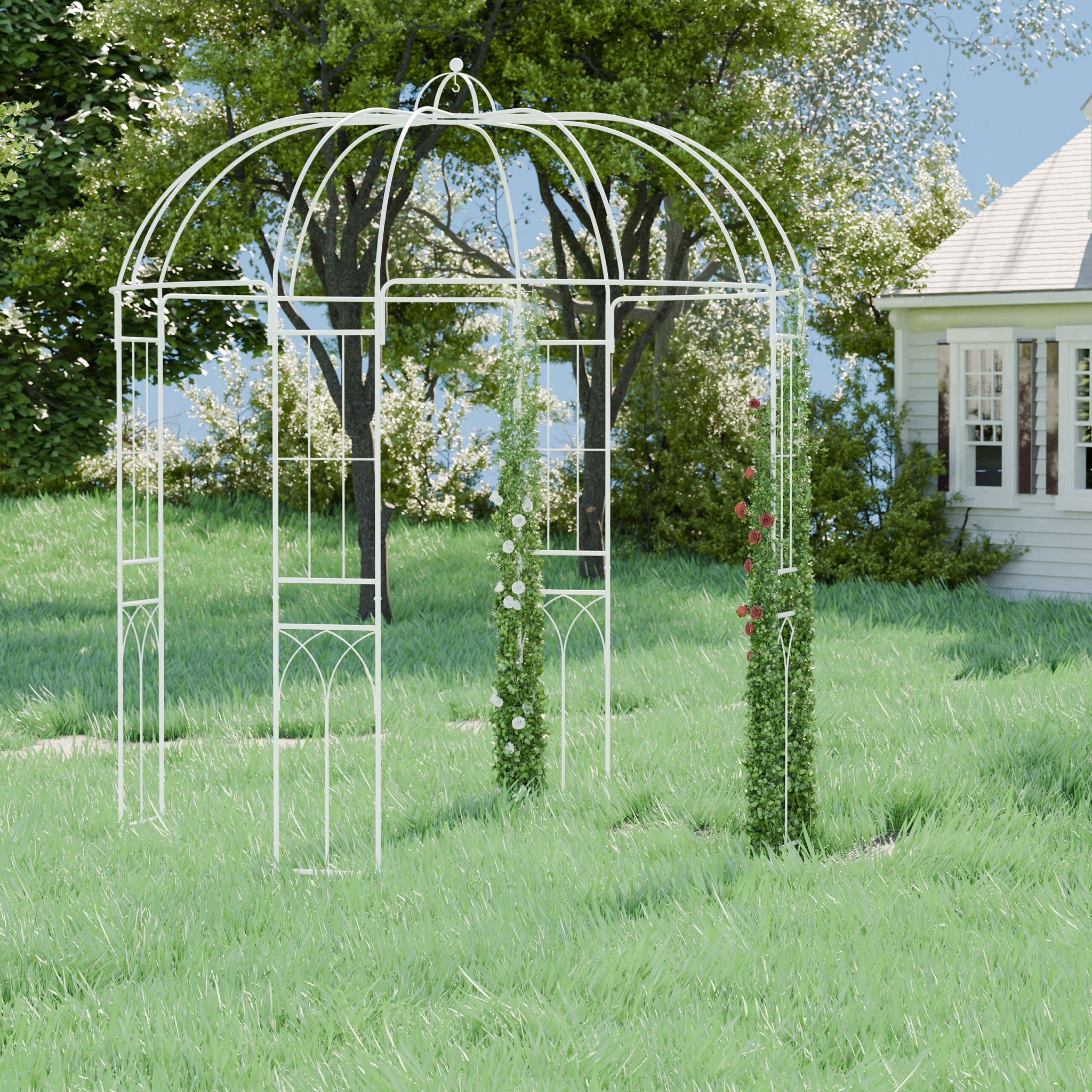 Rosenpavillon Metall Weiss von Relaxdays