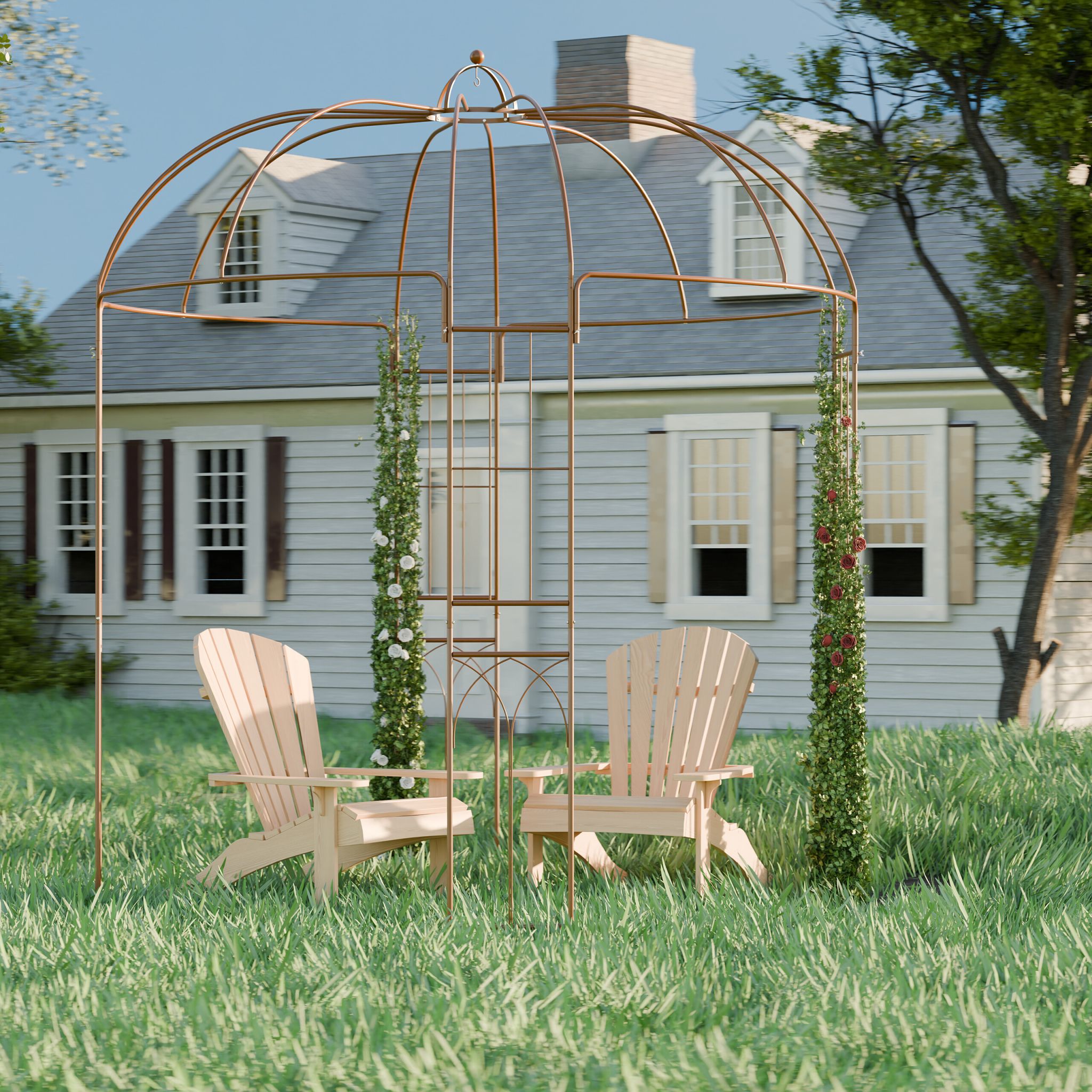 Rosenpavillon Metall Weiss von Relaxdays