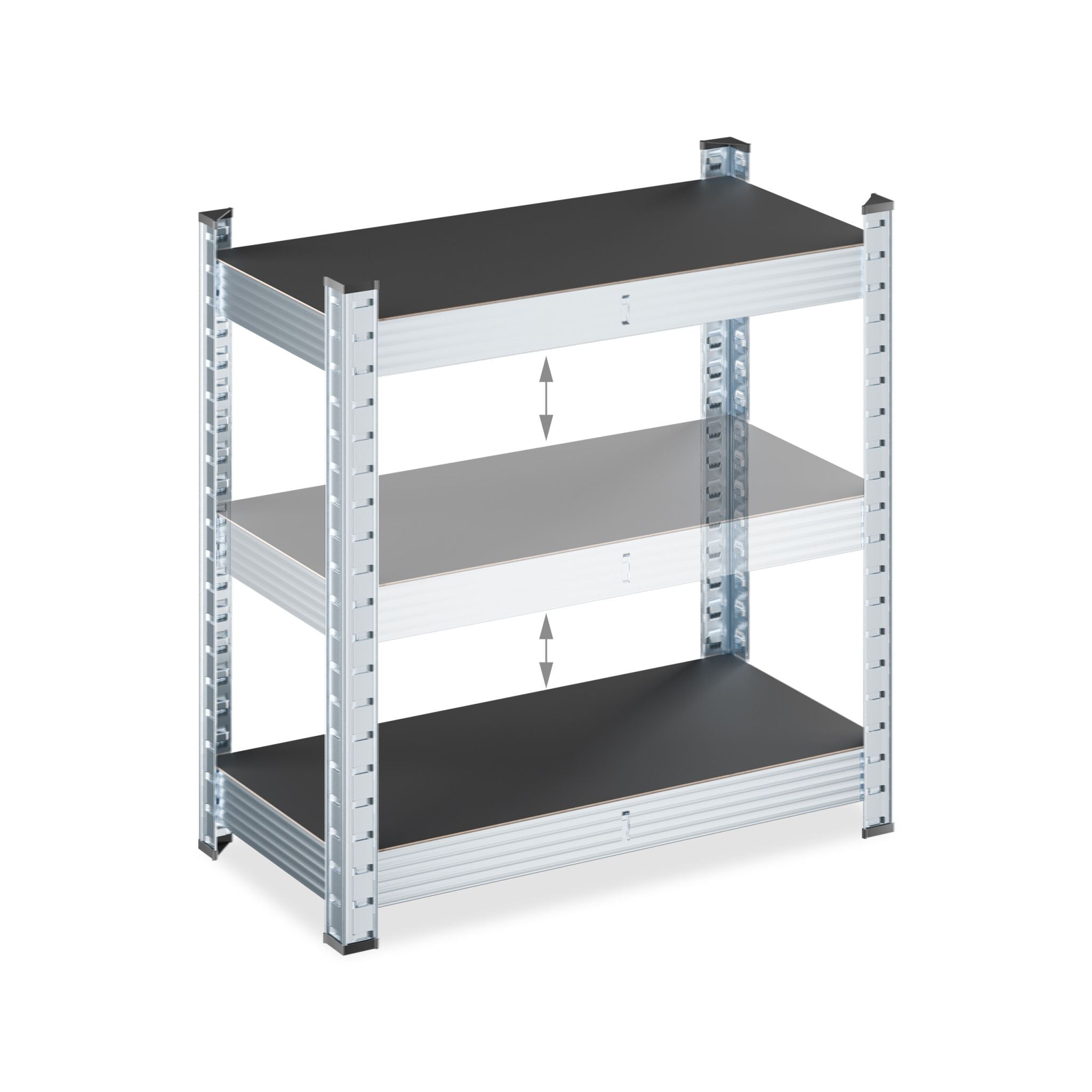 Verzinktes Schwerlastregal 120x60x30cm Schwarz-Silber von Relaxdays