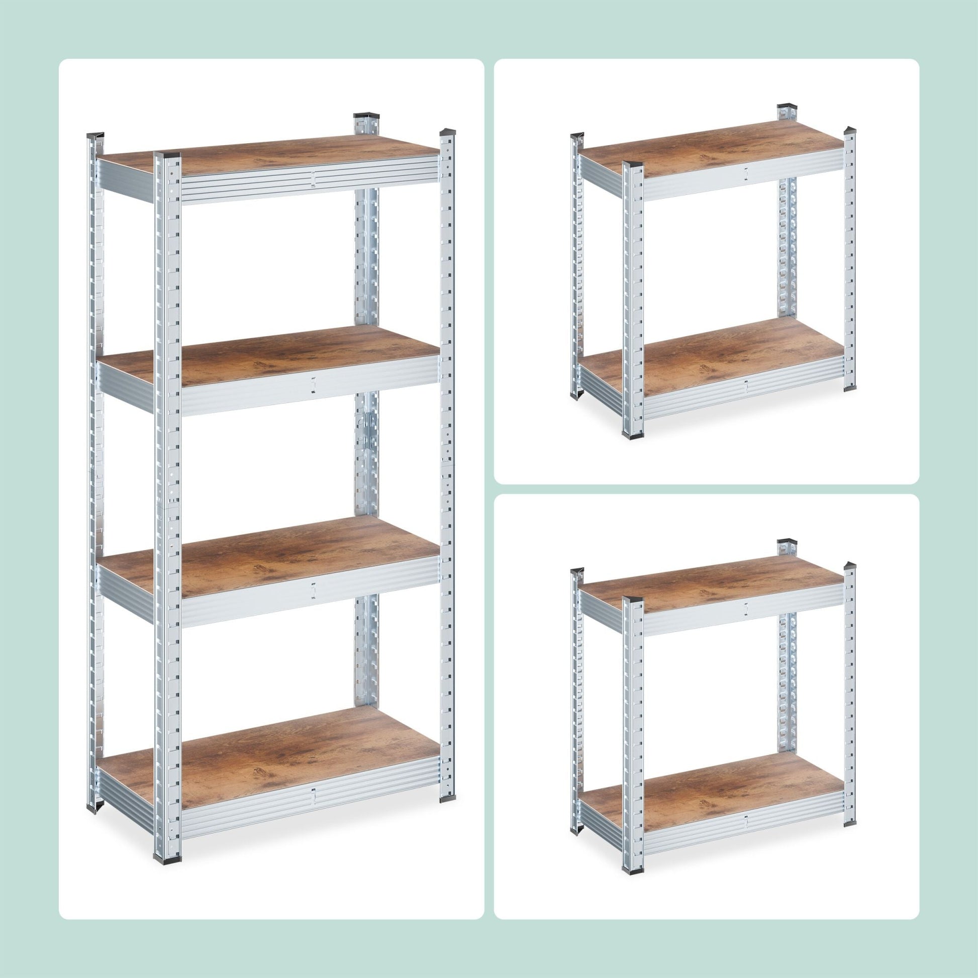 Verzinktes Schwerlastregal 120x60x30cm Braun-Silber von Relaxdays