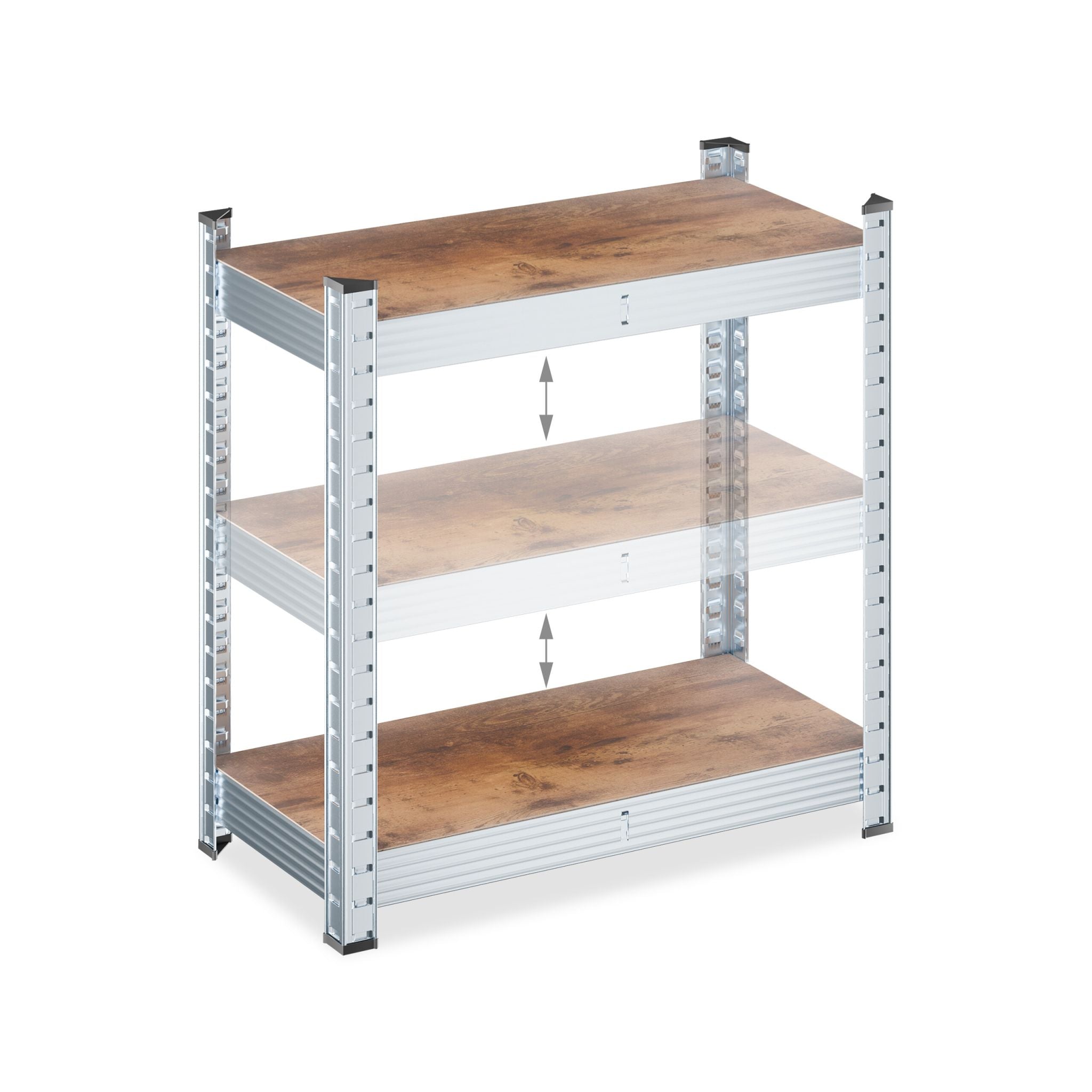 Verzinktes Schwerlastregal 120x60x30cm Braun-Silber von Relaxdays