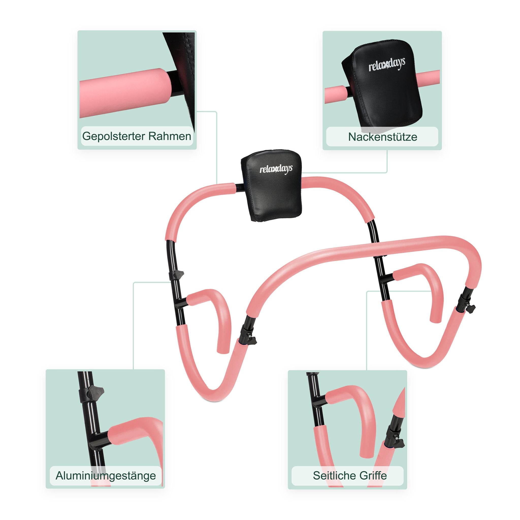 Bauchtrainer AB Roller für Zuhause Rosa-Schwarz von Relaxdays