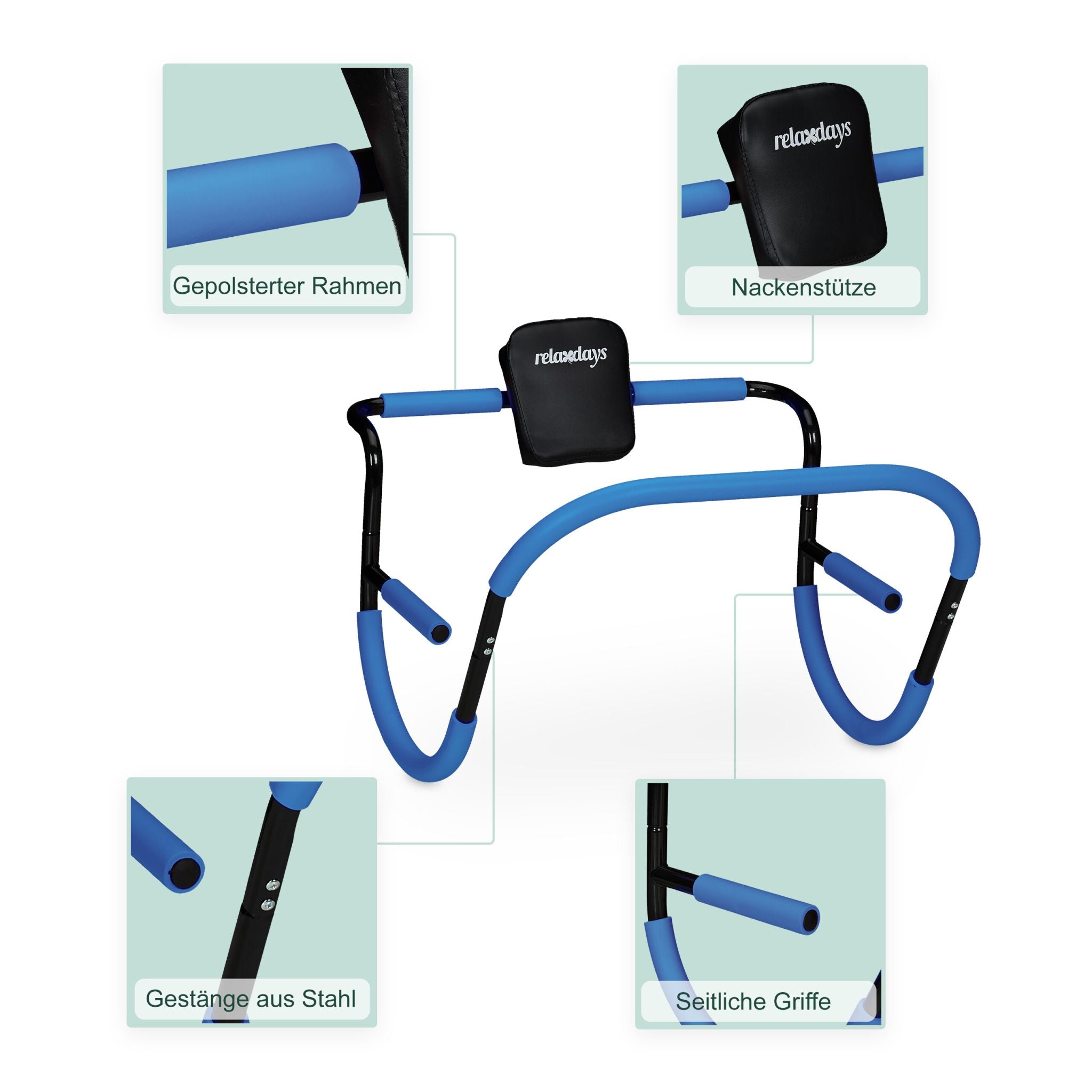 Bauchtrainer AB Roller für Zuhause Blau-Schwarz von Relaxdays