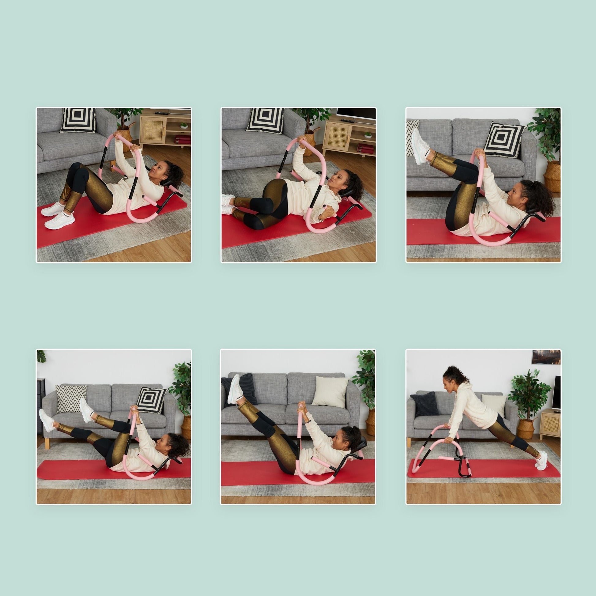 Bauchtrainer AB Roller für Zuhause Rosa-Schwarz von Relaxdays