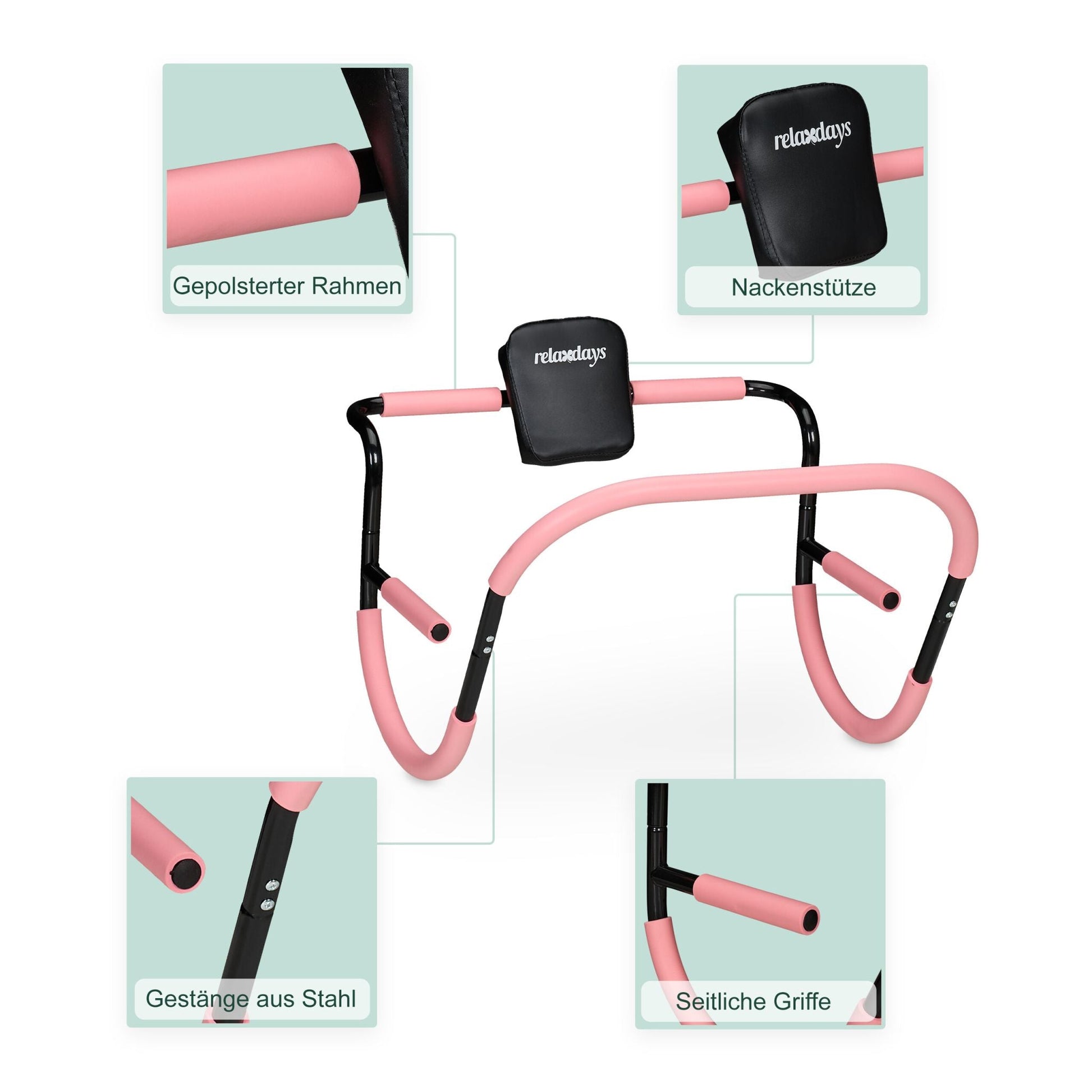 Bauchtrainer AB Roller für Zuhause Rosa-Schwarz von Relaxdays