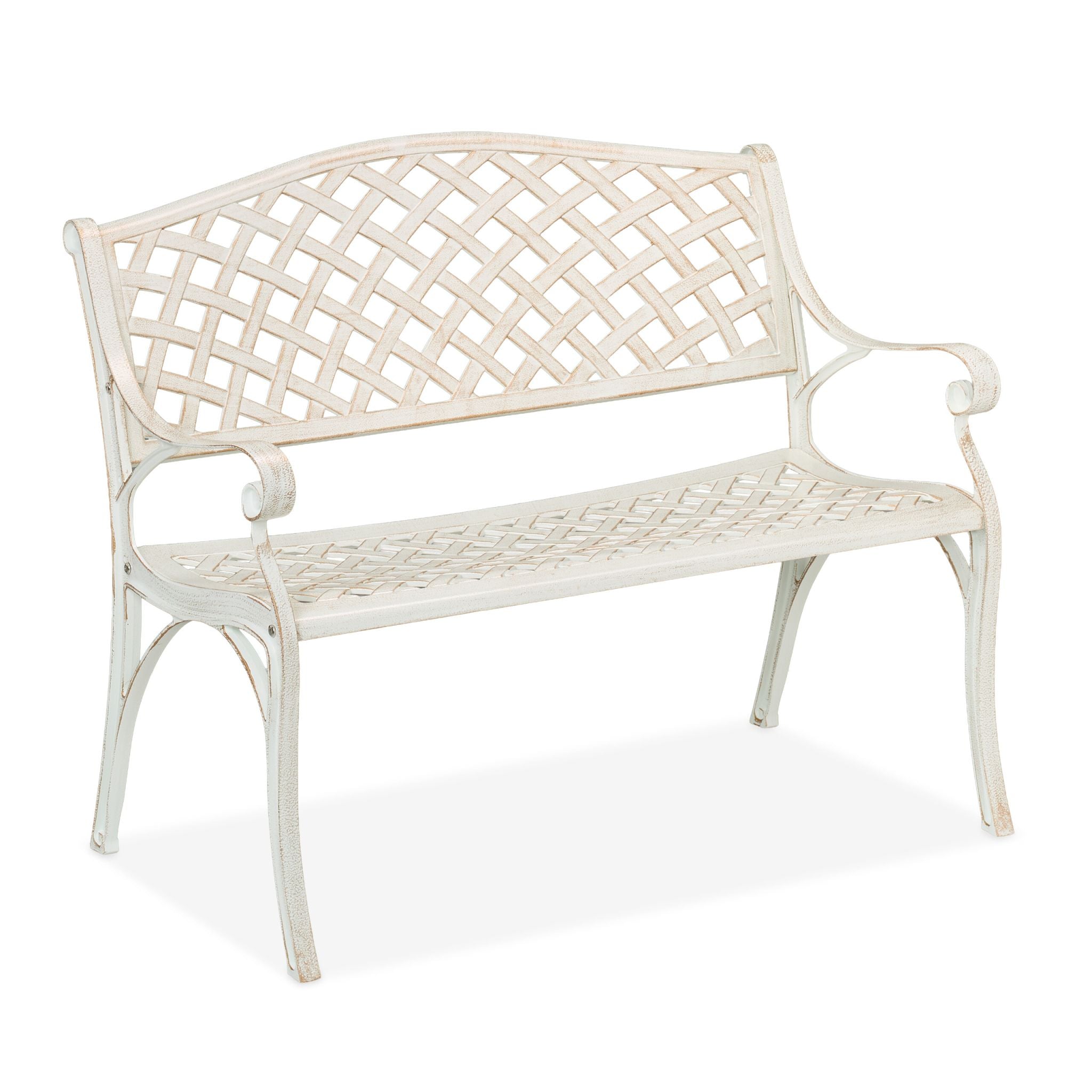 Gartenbank antik weiss Weiss-Gold von Relaxdays