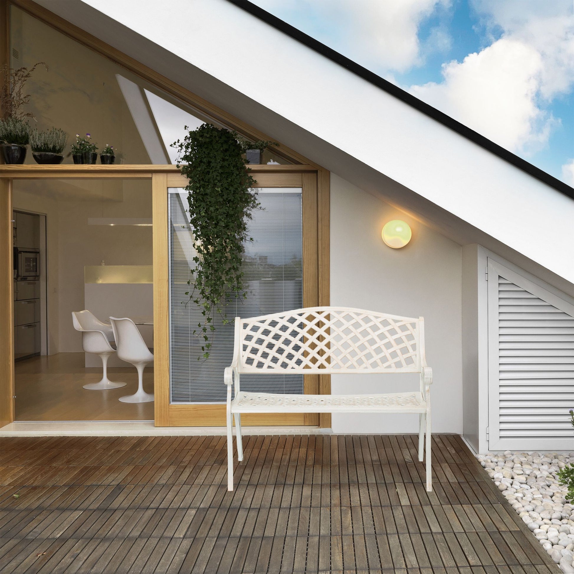 Gartenbank antik weiss Weiss-Gold von Relaxdays