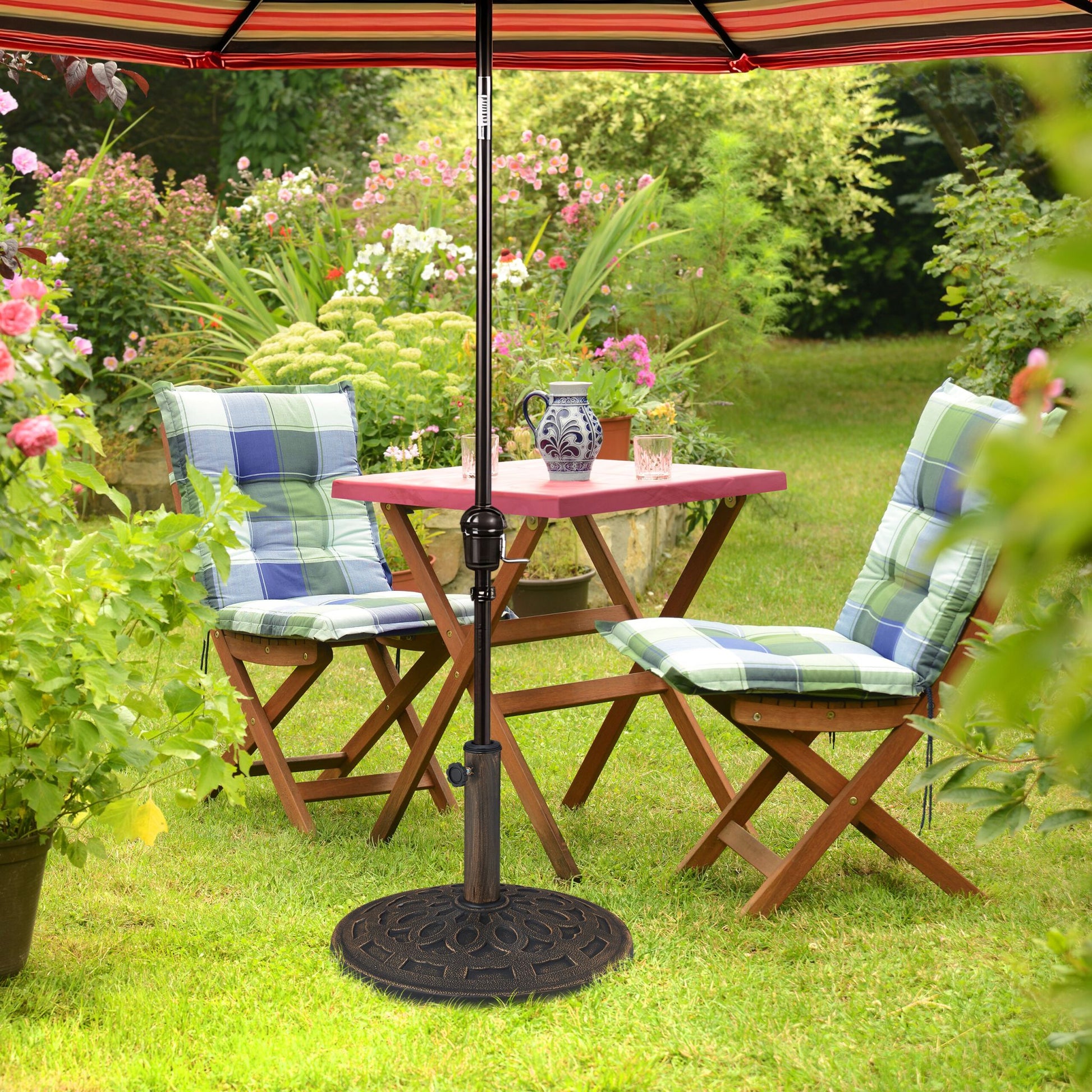 Schirmständer Sonnenschirm Gold-Schwarz von Relaxdays