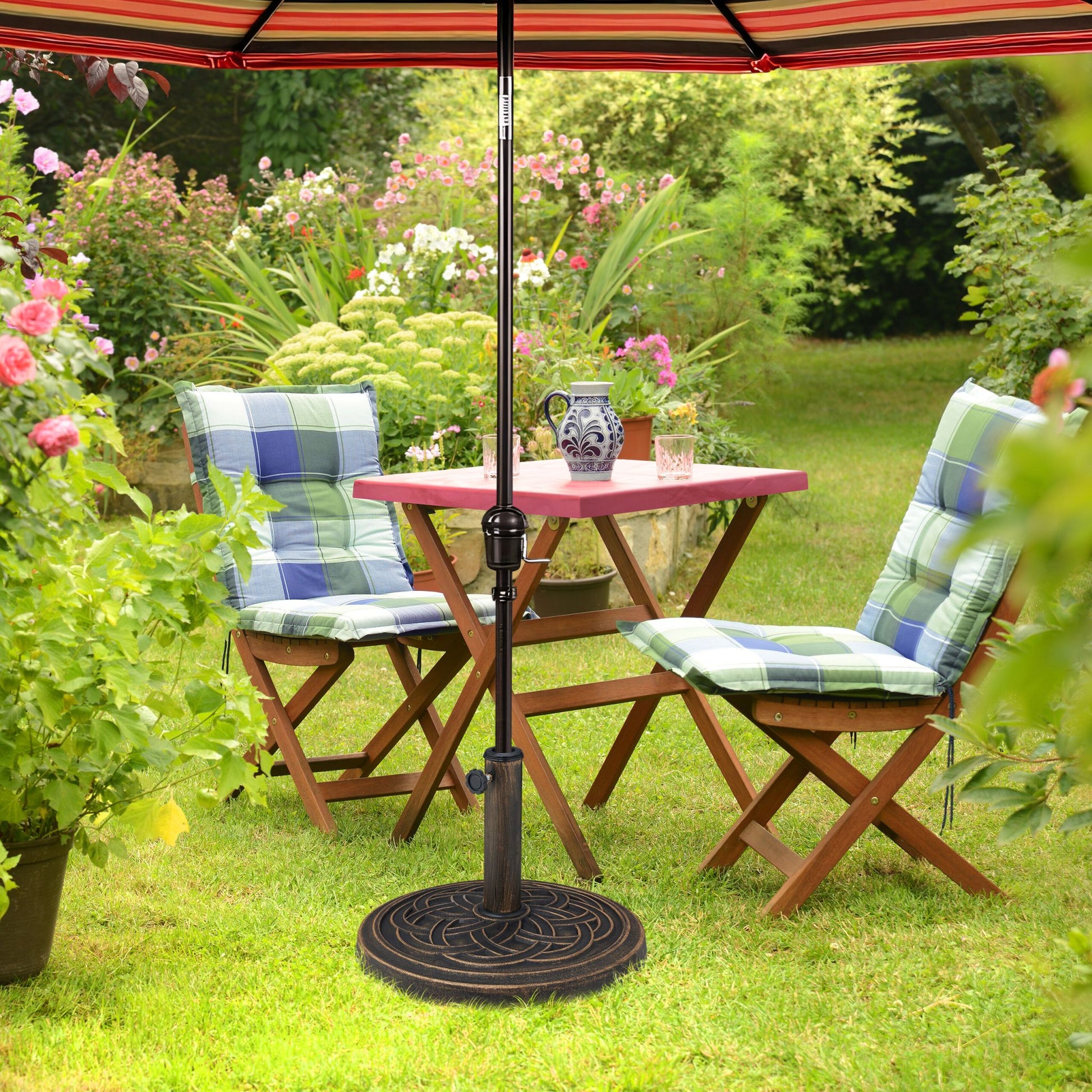 Schirmständer Sonnenschirm Gold-Schwarz von Relaxdays
