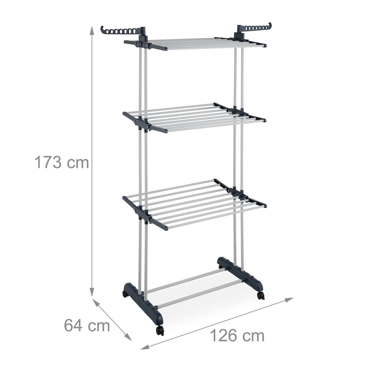 Turm-Wäscheständer rollbar Weiss-Grau von Relaxdays