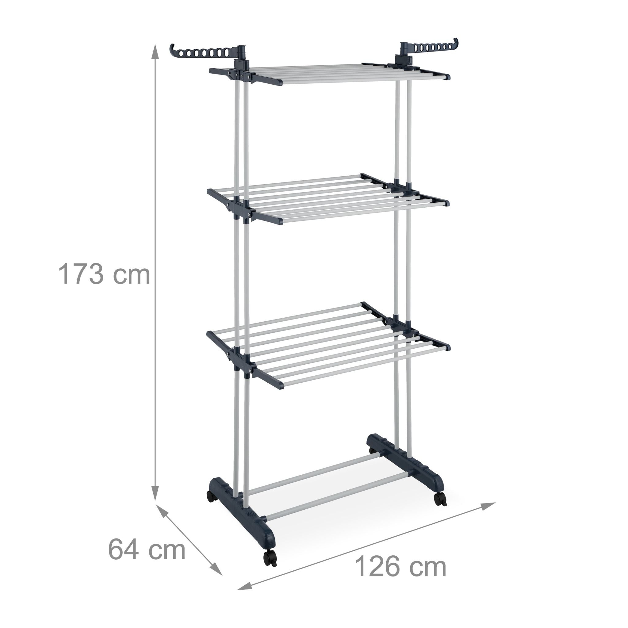 Turm-Wäscheständer rollbar Weiss-Grau von Relaxdays