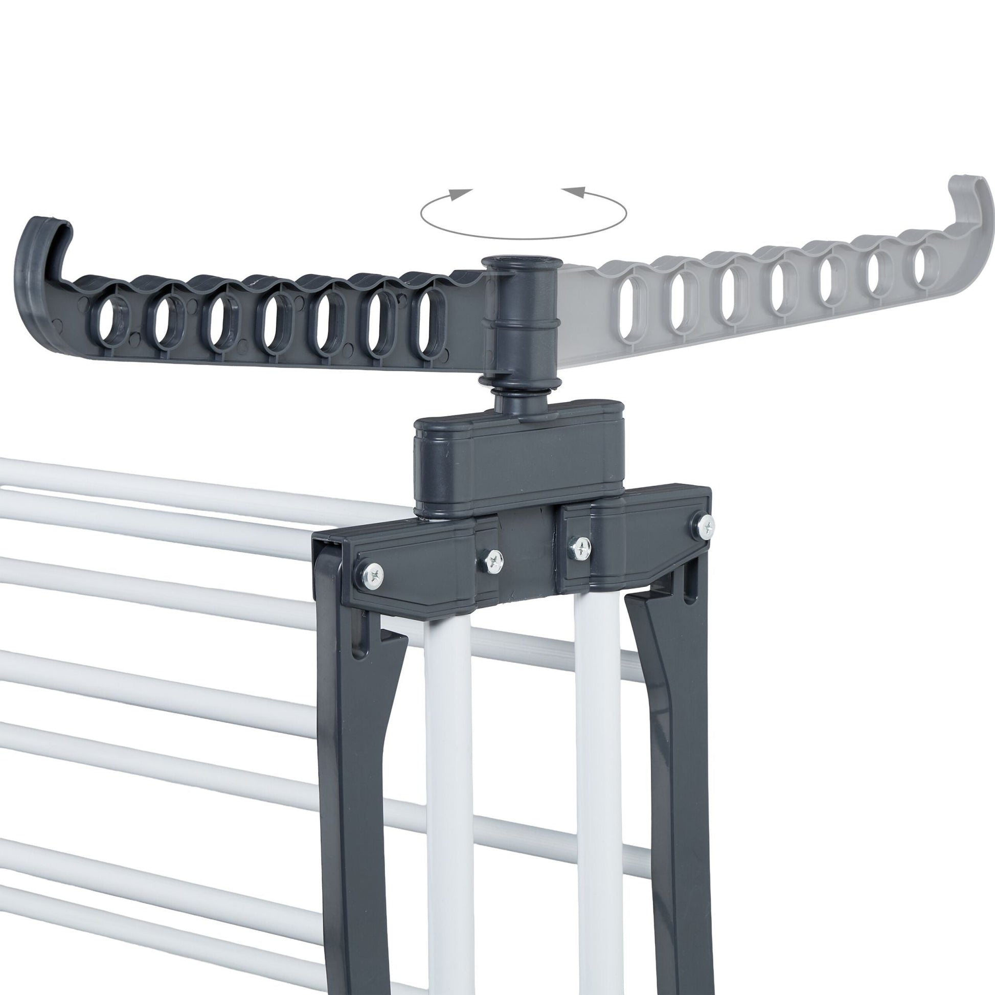 Turm-Wäscheständer rollbar Weiss-Grau von Relaxdays