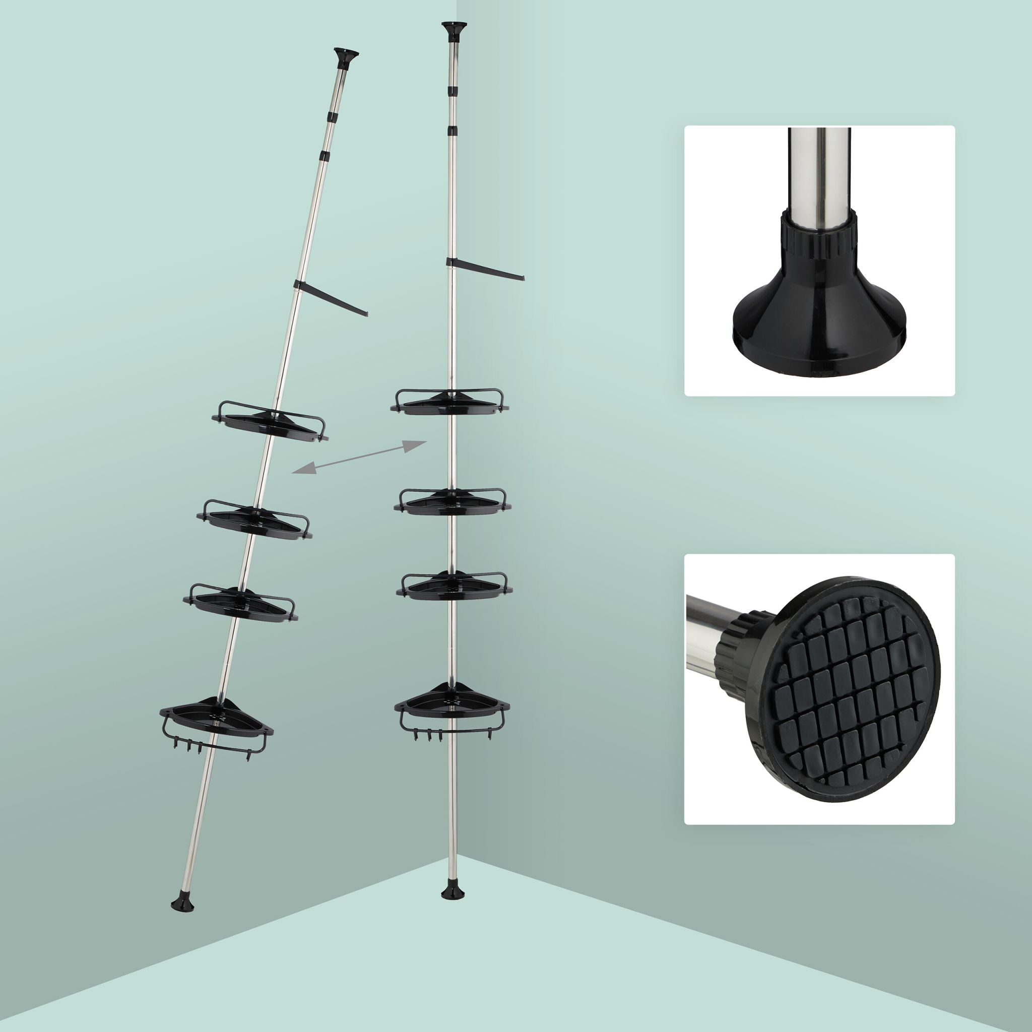 Duschregal Teleskop Schwarz-Silber