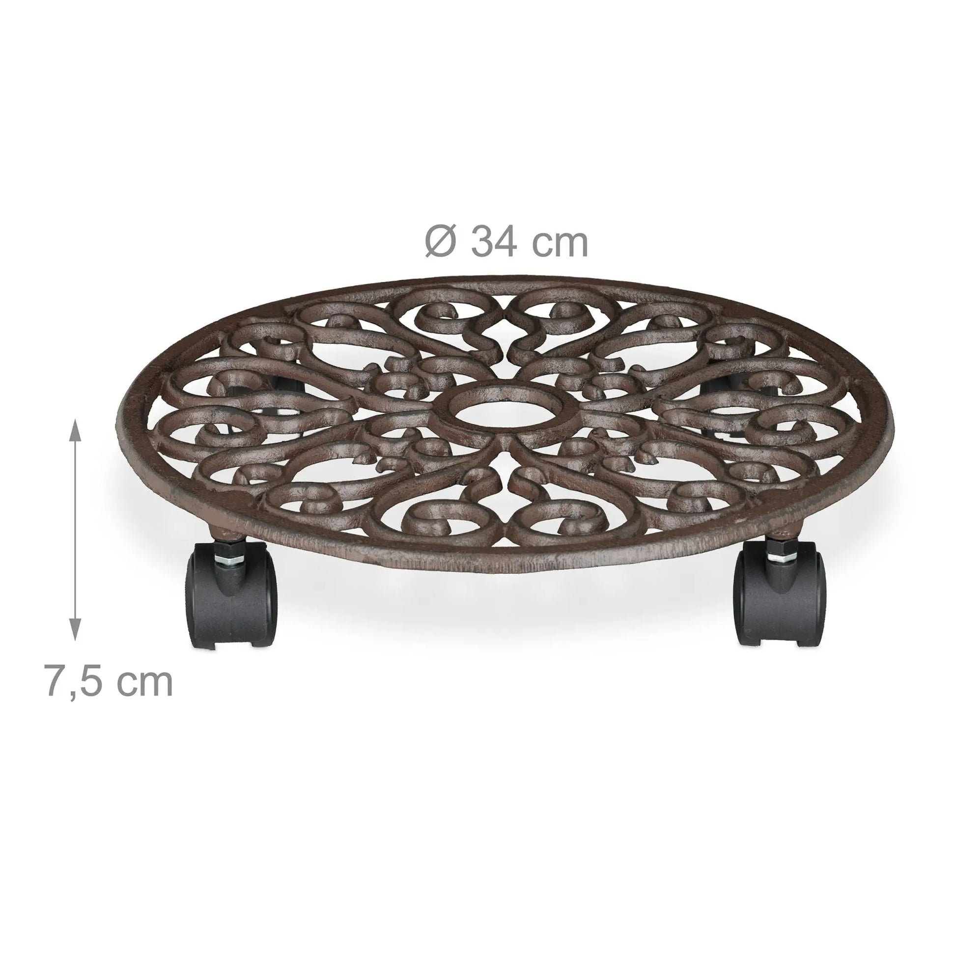 Pflanzenroller 2er-Set Gusseisen Braun von Relaxdays