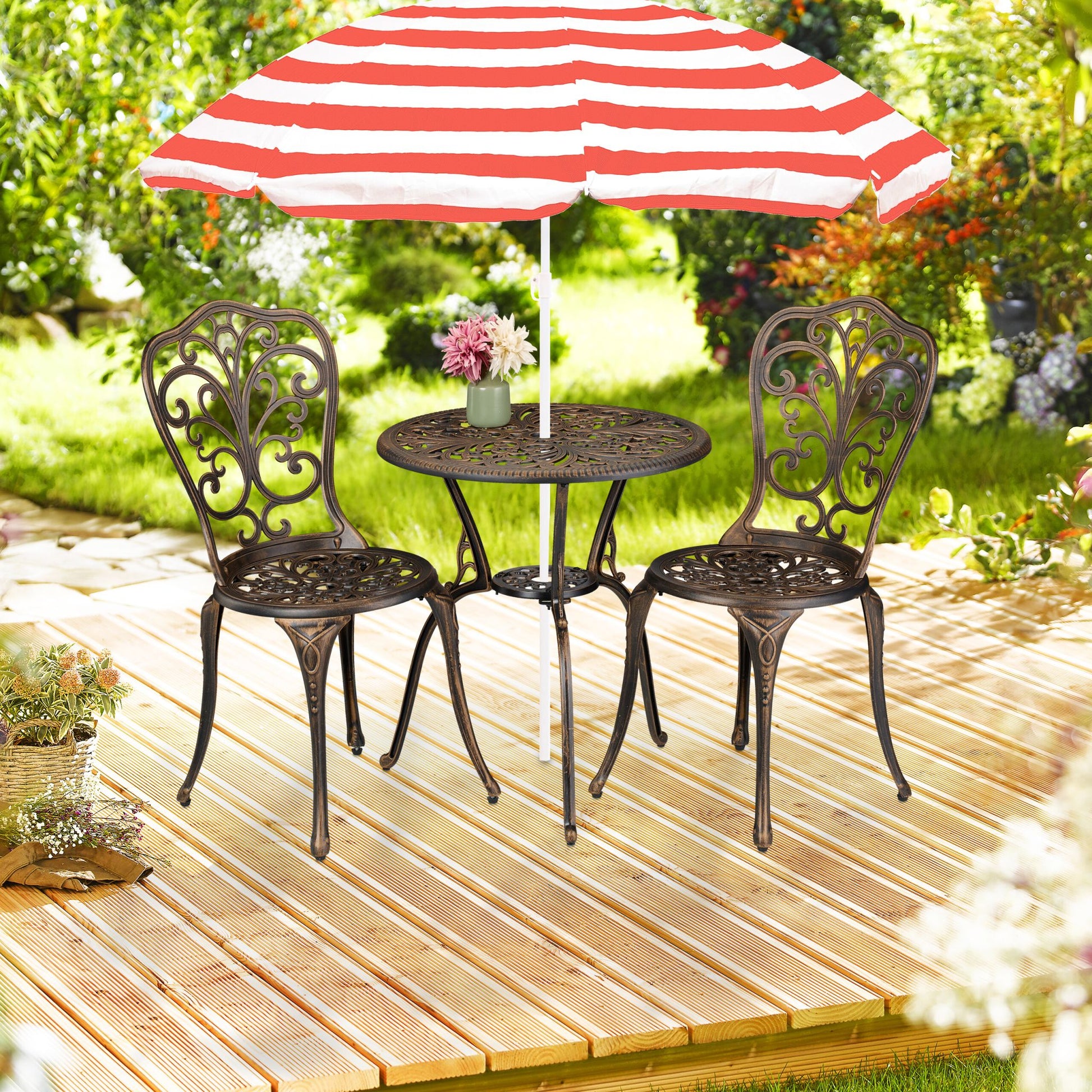 Gartenmöbel 3er-Set Weiss-Kupfer von Relaxdays