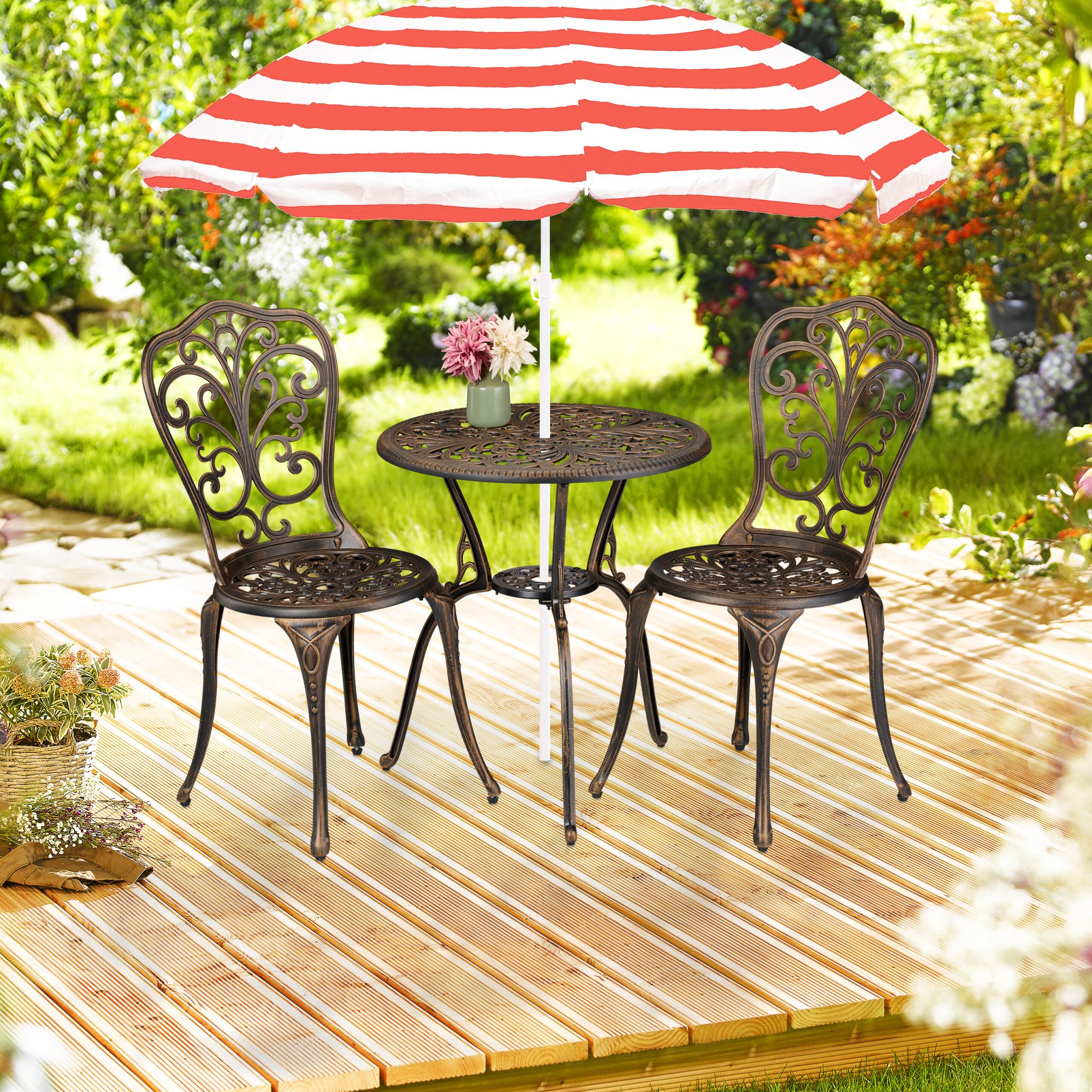 Gartenmöbel 3er-Set Weiss-Kupfer von Relaxdays
