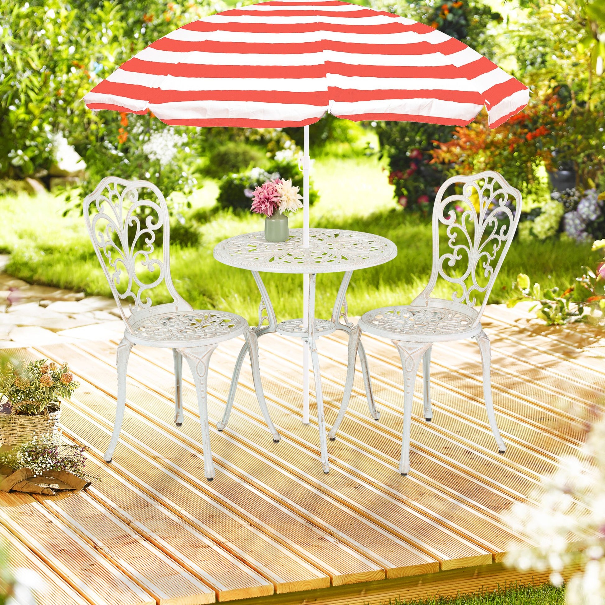 Gartenmöbel 3er-Set Weiss-Kupfer von Relaxdays