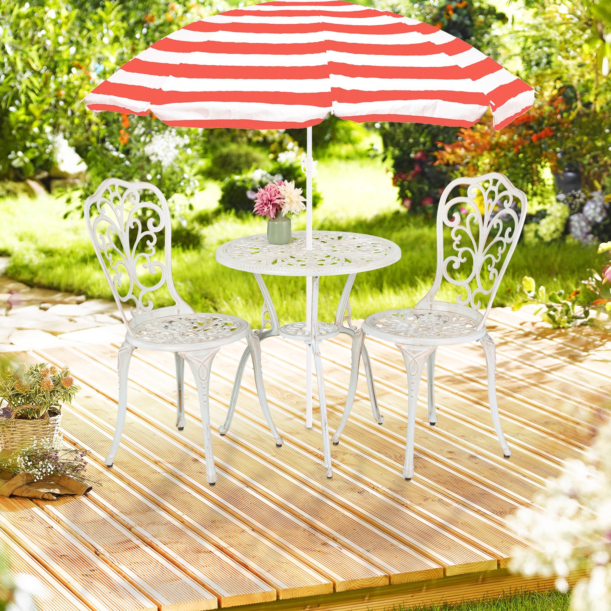 Gartenmöbel 3er-Set Weiss-Kupfer von Relaxdays