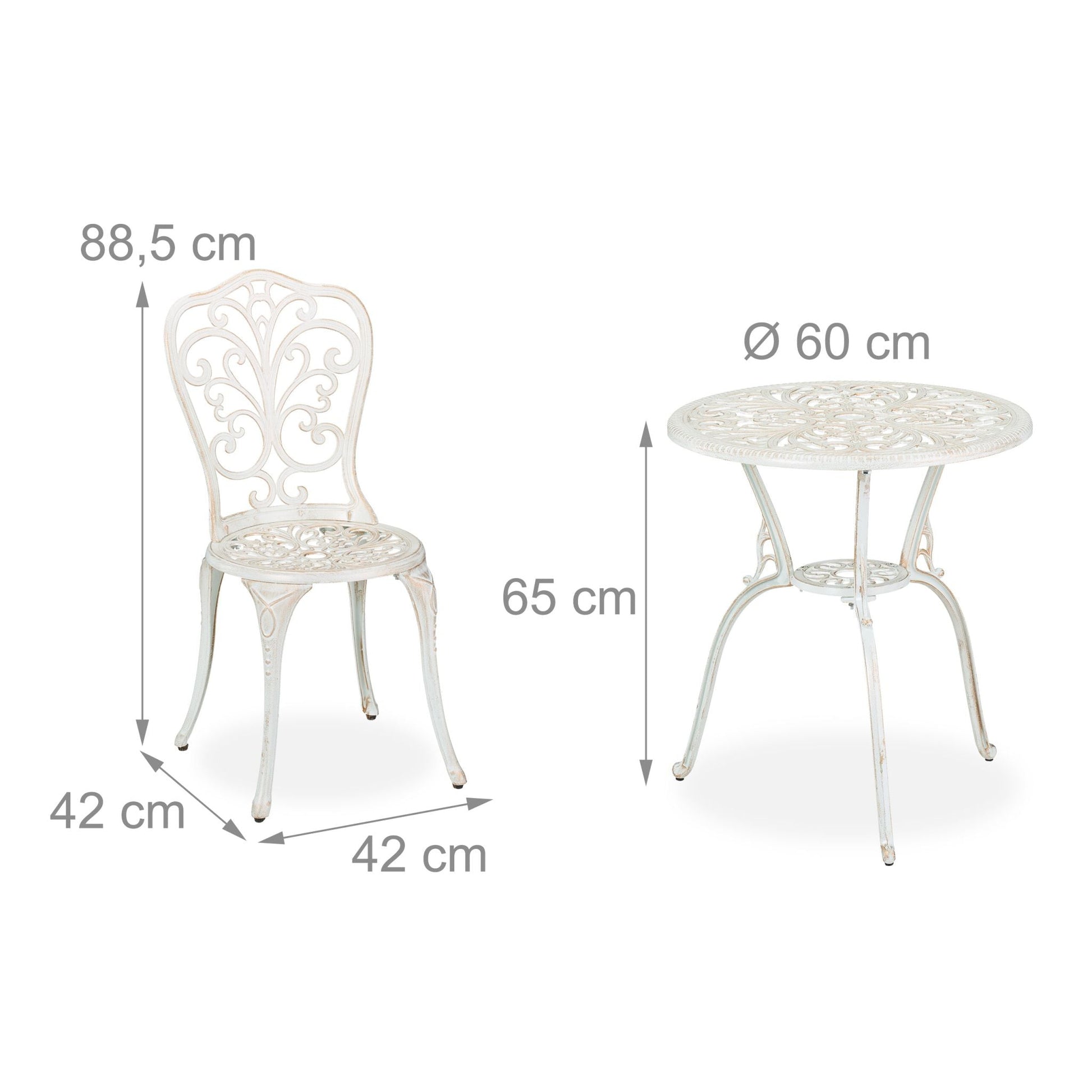 Gartenmöbel 3er-Set Weiss-Kupfer von Relaxdays