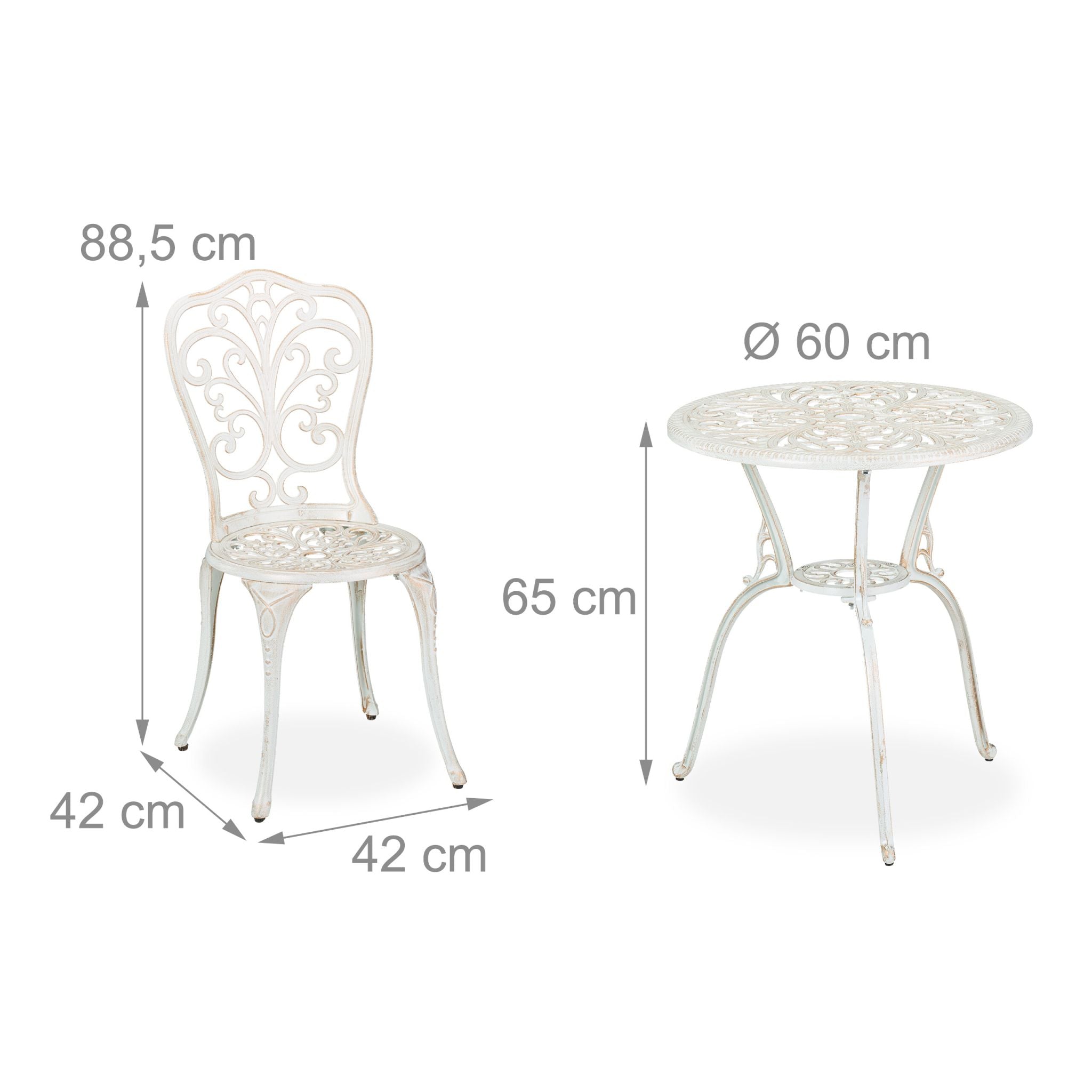Gartenmöbel 3er-Set Weiss-Kupfer von Relaxdays