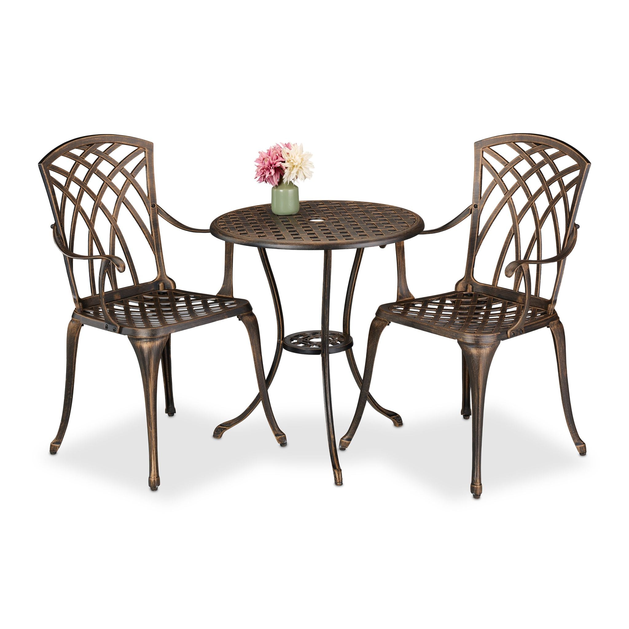 Gartenmöbel 3er-Set Kupfer-Schwarz