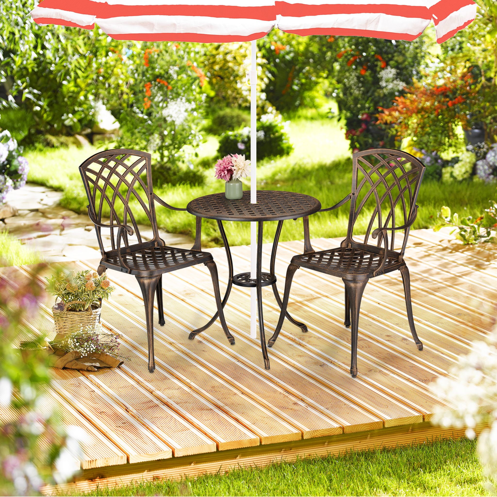Gartenmöbel 3er-Set Kupfer-Schwarz