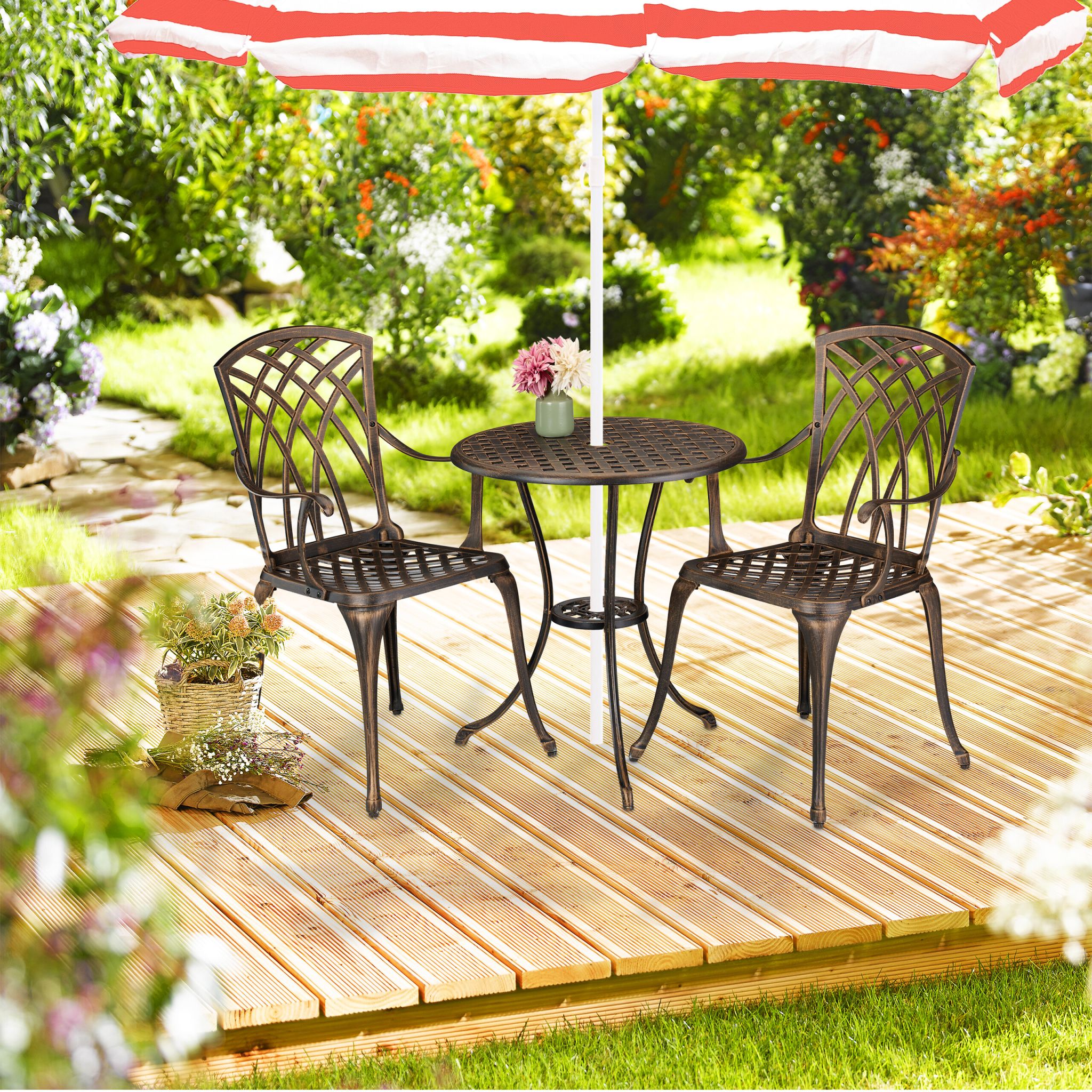 Gartenmöbel 3er-Set Weiss-Kupfer von Relaxdays