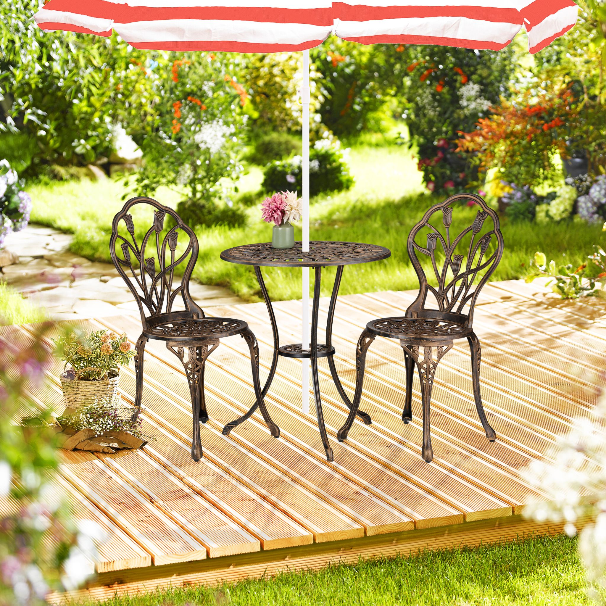 Gartenmöbel 3er-Set Kupfer-Schwarz