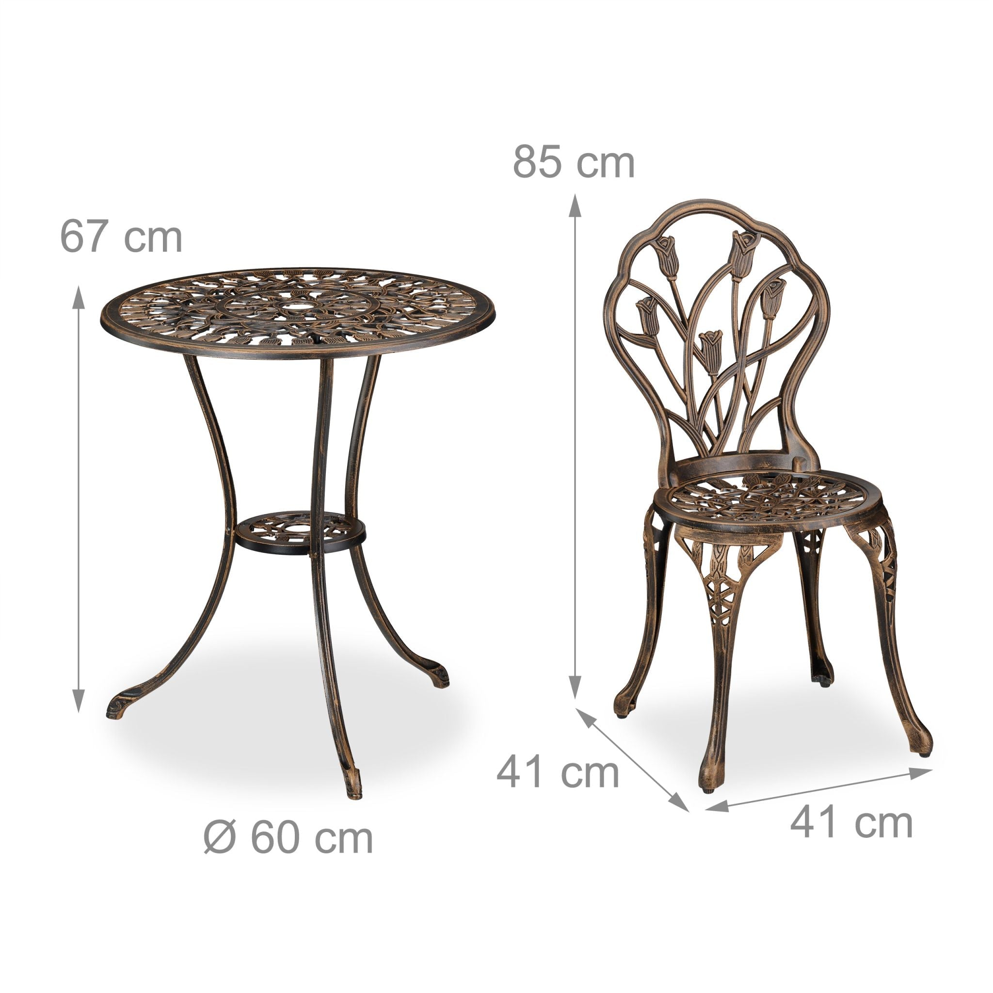 Gartenmöbel 3er-Set Kupfer-Schwarz