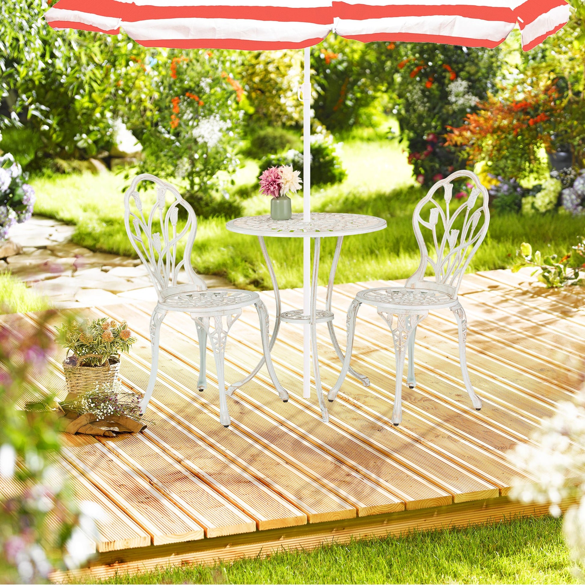 Gartenmöbel 3er-Set Weiss-Kupfer von Relaxdays