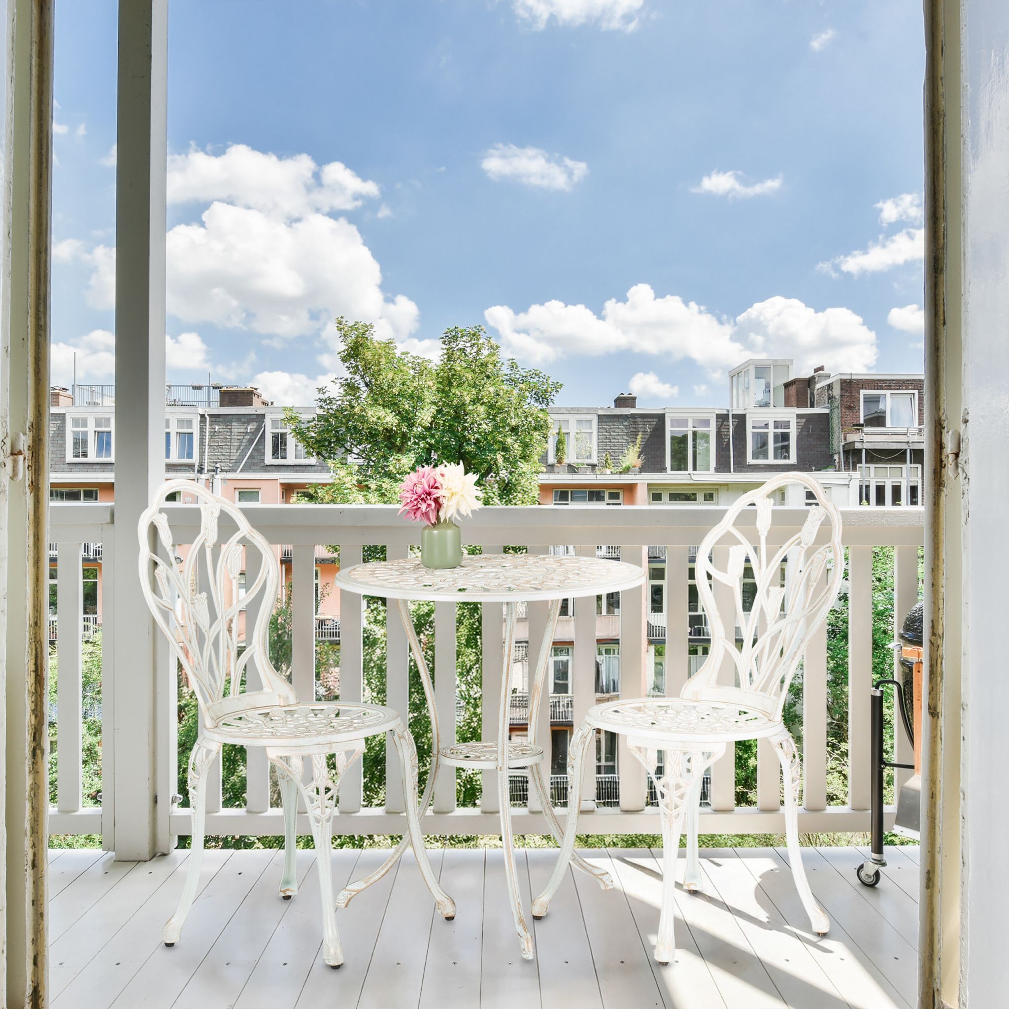 Gartenmöbel 3er-Set Weiss-Kupfer von Relaxdays