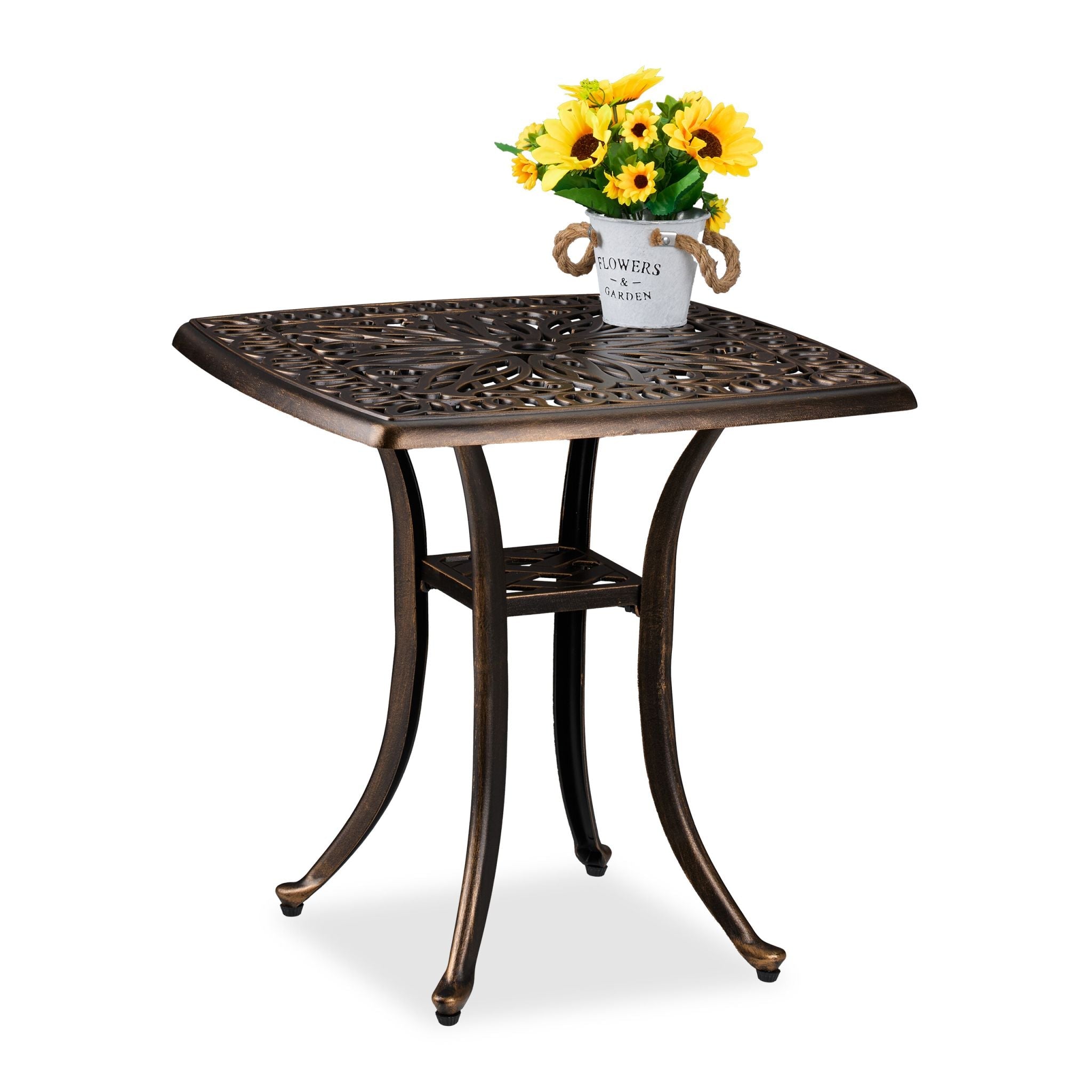 Eckiger Gartentisch Vintage Gold-Schwarz von guteszeug.ch