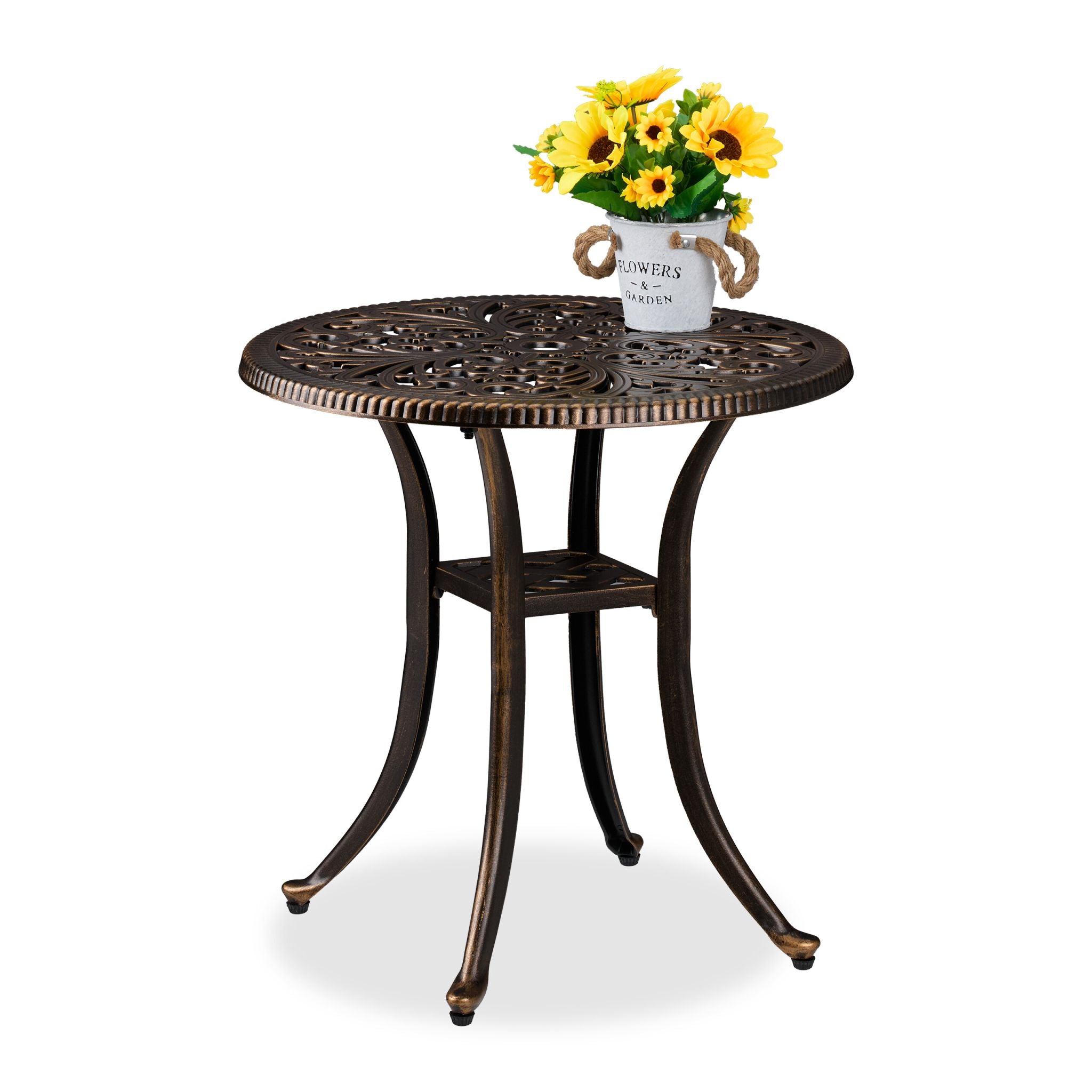 Runder Gartentisch Vintage Gold-Schwarz von Relaxdays